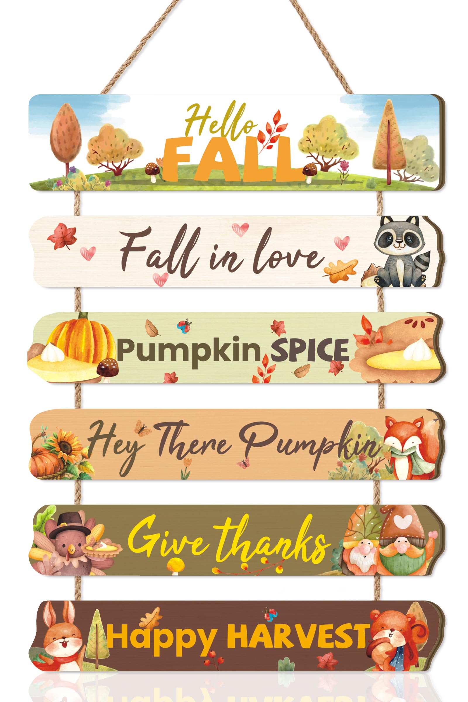 Ausril Hello Fall Door Decor,Happy Harvest Door Hanging,Thanksgiving Autumn Wall Plaque,Pumpkin Wall Hanging Sign,Autumn Door De