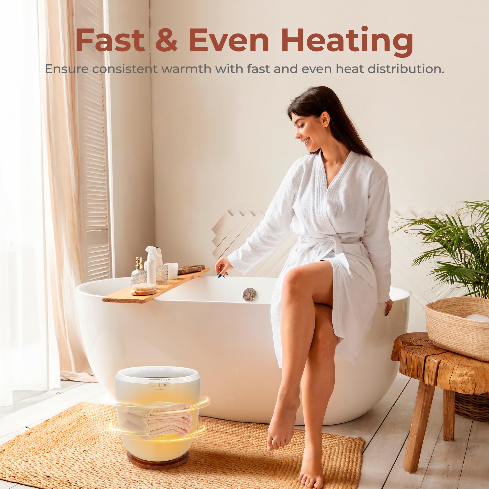 Serenelife Counter Towel Warmer Bucket - With Customized Fragrance For Spa And Bathroom, Luxury Towel Heater, Auto Shut Off, Fit