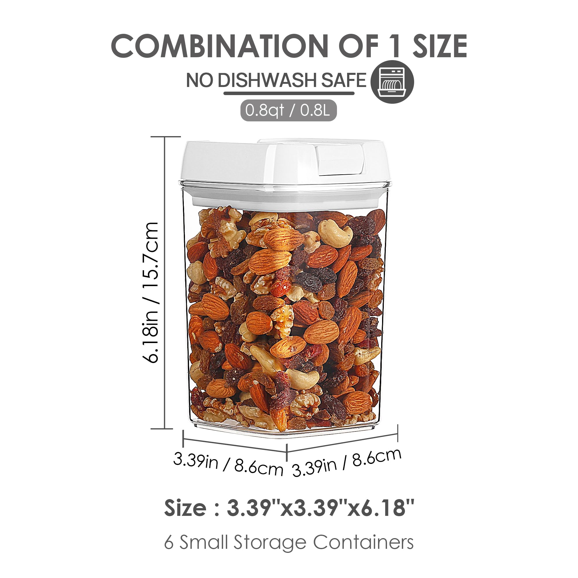 Vtopmart 6 Pcs Airtight Food Storage Containers, Bpa Free Plastic Snack Containers With Easy Lock Lids, For Kitchen Pantry Organ