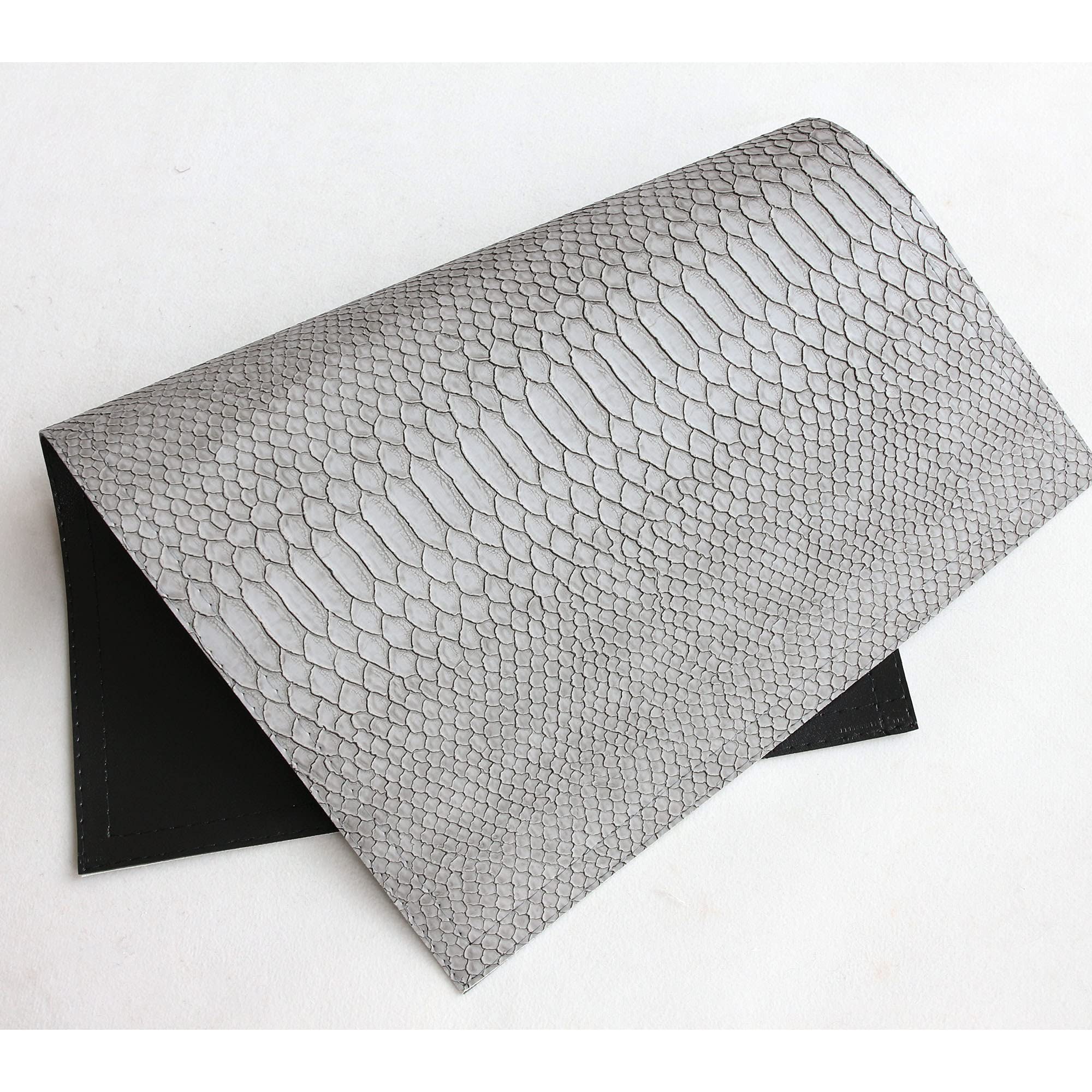 Wintop Faux Leather Placemat, 12''X17.5'', Set Of 6, Crocodile Gray