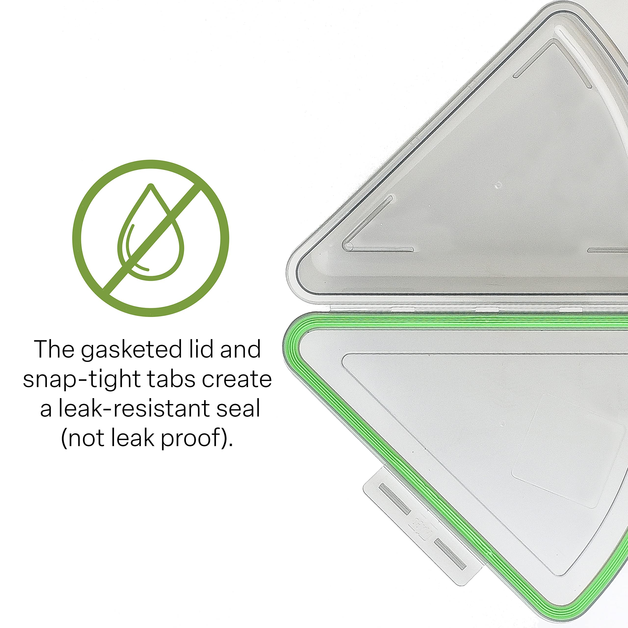 MyGo Container Pizza Slice To-Go Compartment, 9.25" x 8.25" x 2.5", Reusable, Microwave Safe, Smoke/Green, NSF Certified