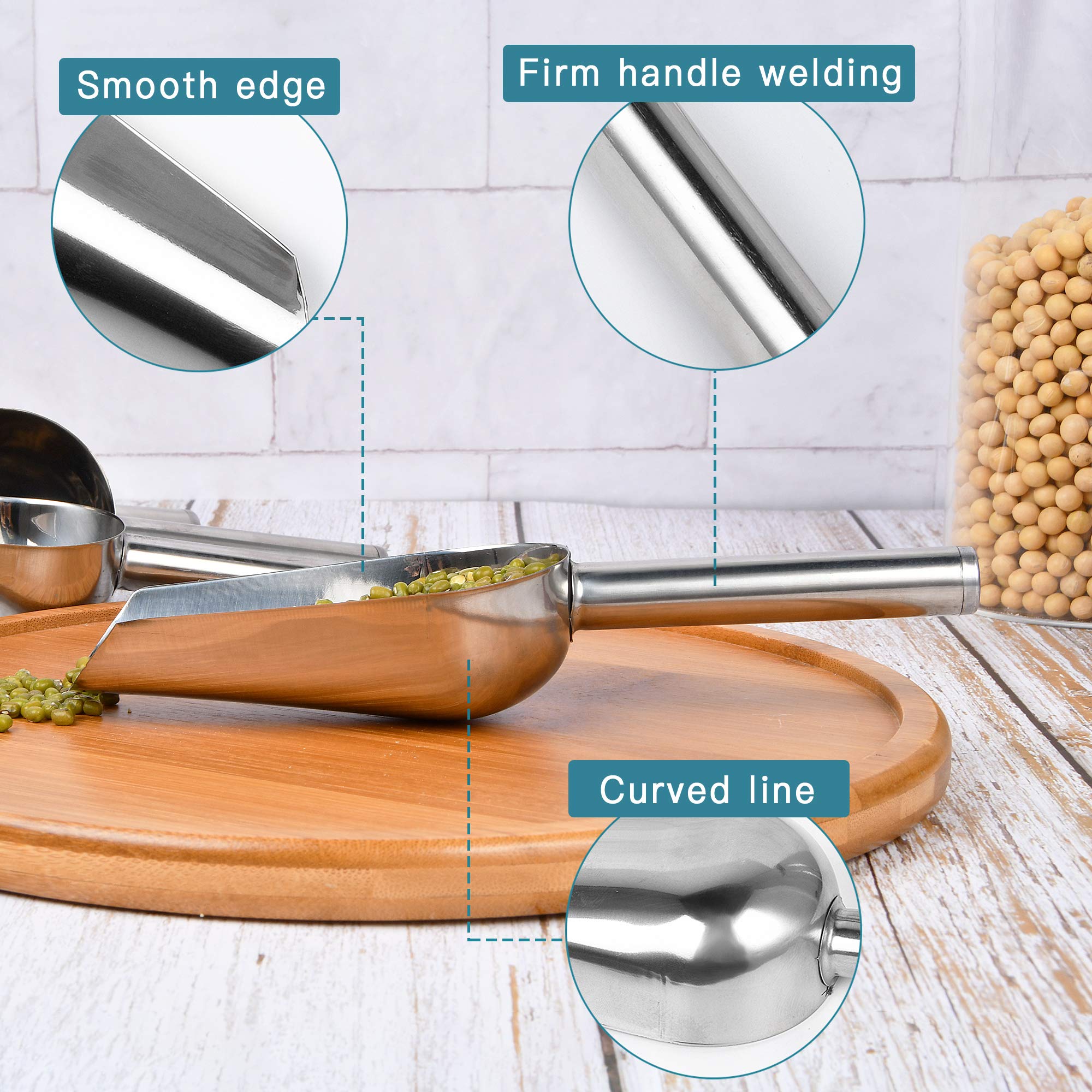 Mini Ice Scoop, 6 Ounce 6 Pcs Stainless Steel Ice Scoop Small Metal Food Scoop For Home Kitchen Shop Popcorn Candy Coffee Beans,