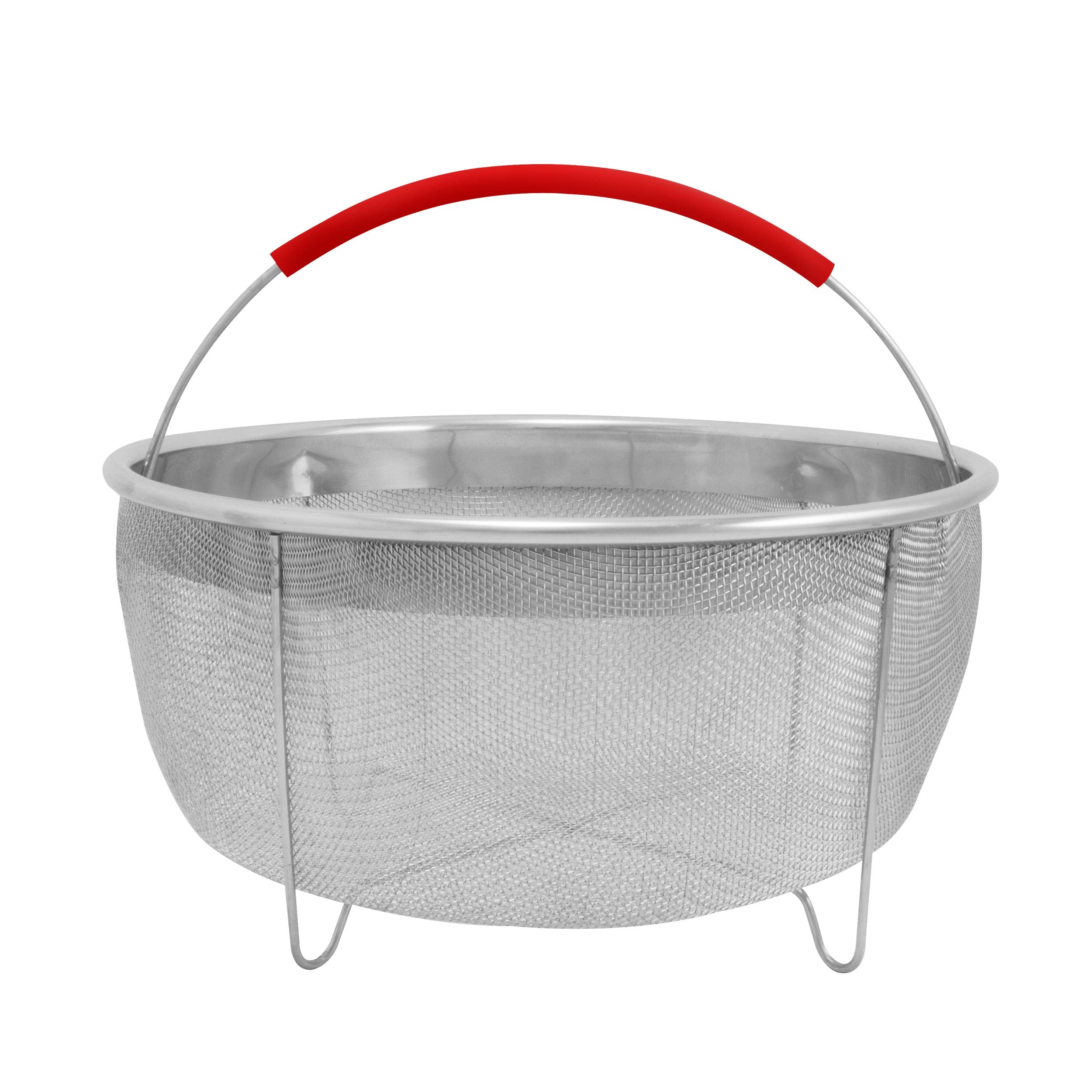 Excelsteel 3.75 Qt, Rinse Drain Sift Sieve Kitchenware Perfect For Pressure Cookers Strainer Basket Insert, 8.25'', Red