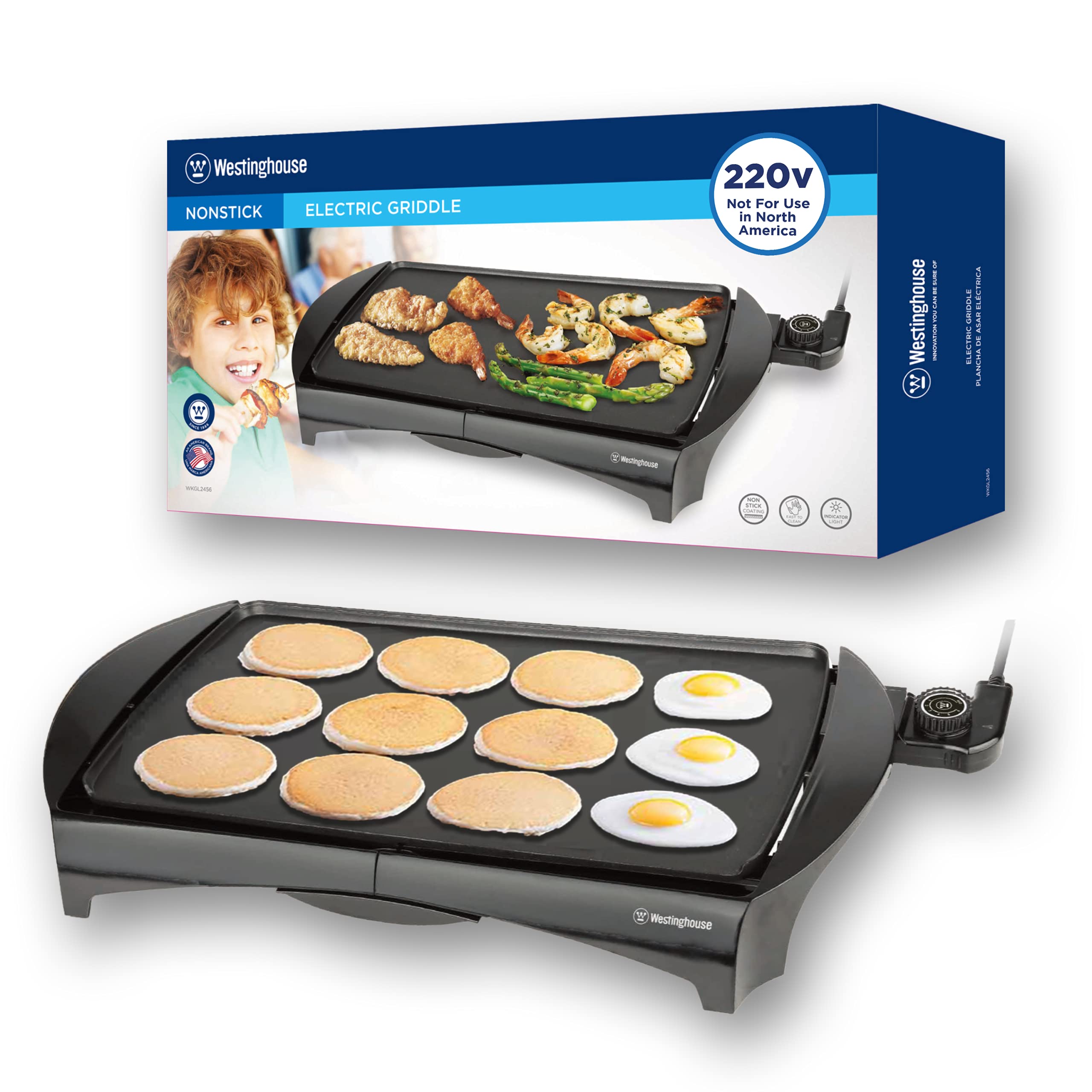 Westinghouse 220 Volt Griddle Family Size Grill 220 Volts Wkgl2456 220V 240 Volts (Not For Use In Usa)