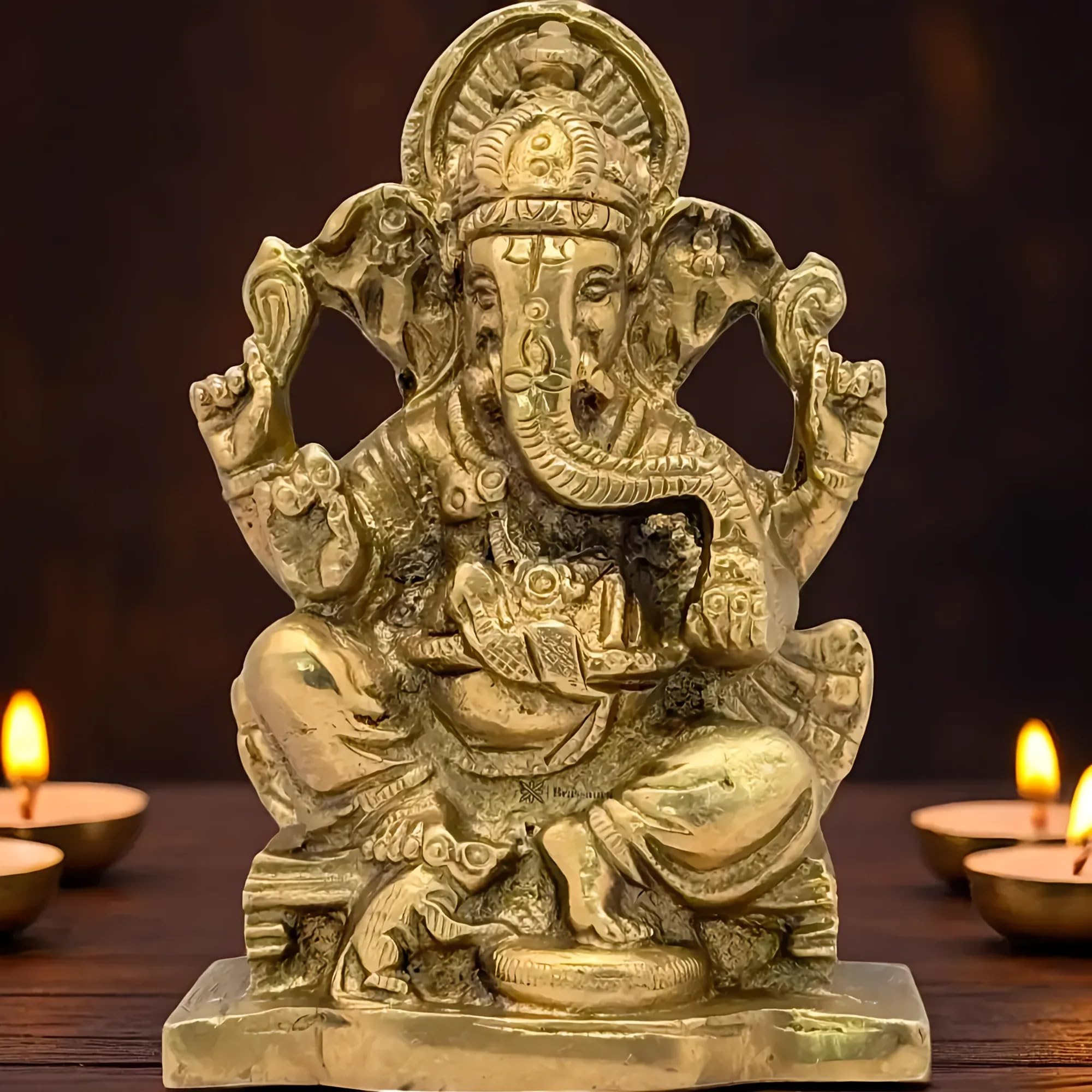 Brassaura Brass Ganesha Murti For Home And Decor Brass Ganesh Bhagwan Statue For Pooja Room Ganesha Idols For Home Entrace Decor