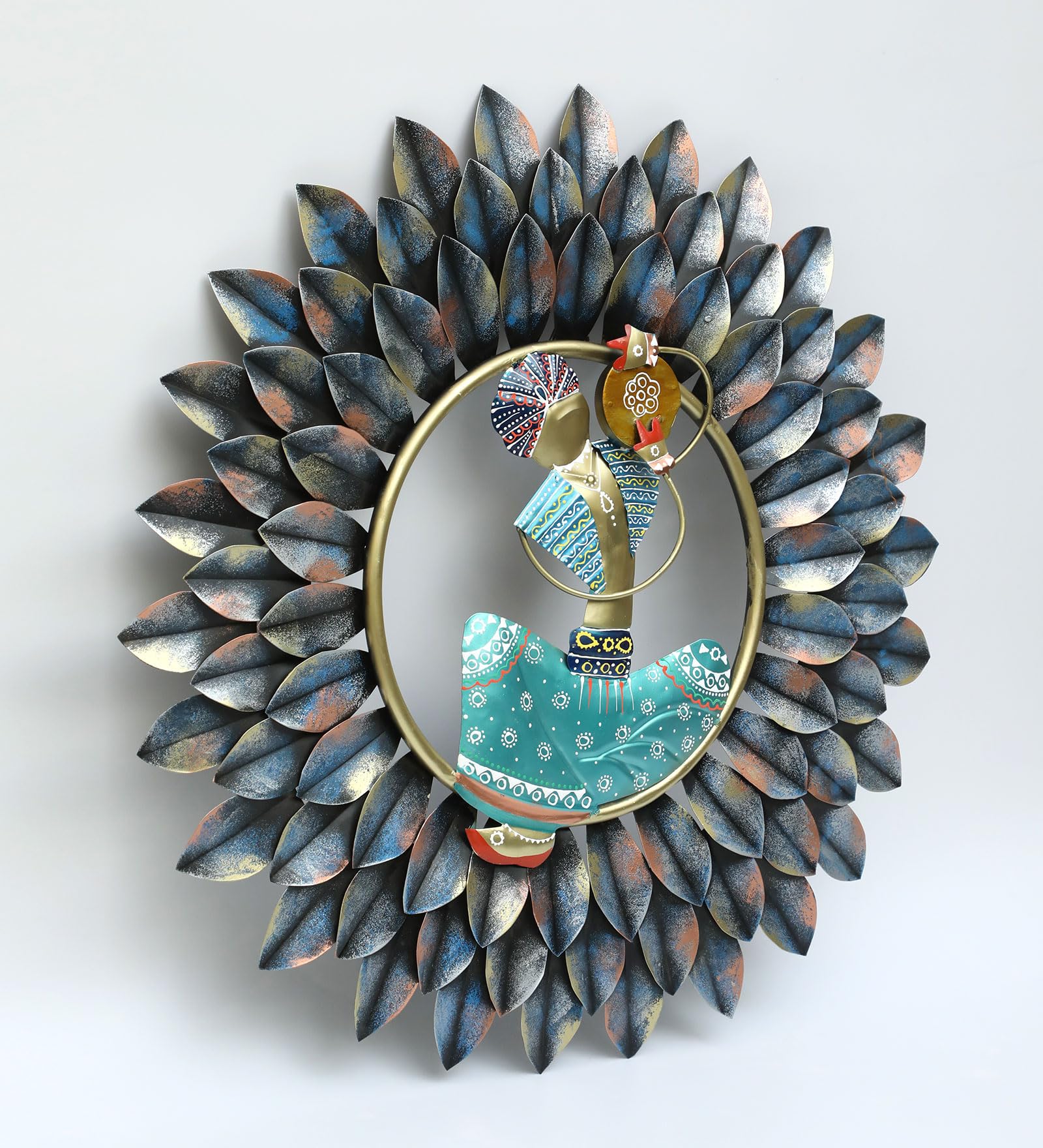 vedas Multicolour Iron Shaurya Musician Tabla Wall Decor ative Hanging & Mounted Art Sculpture (Size 24 x 24 inches)