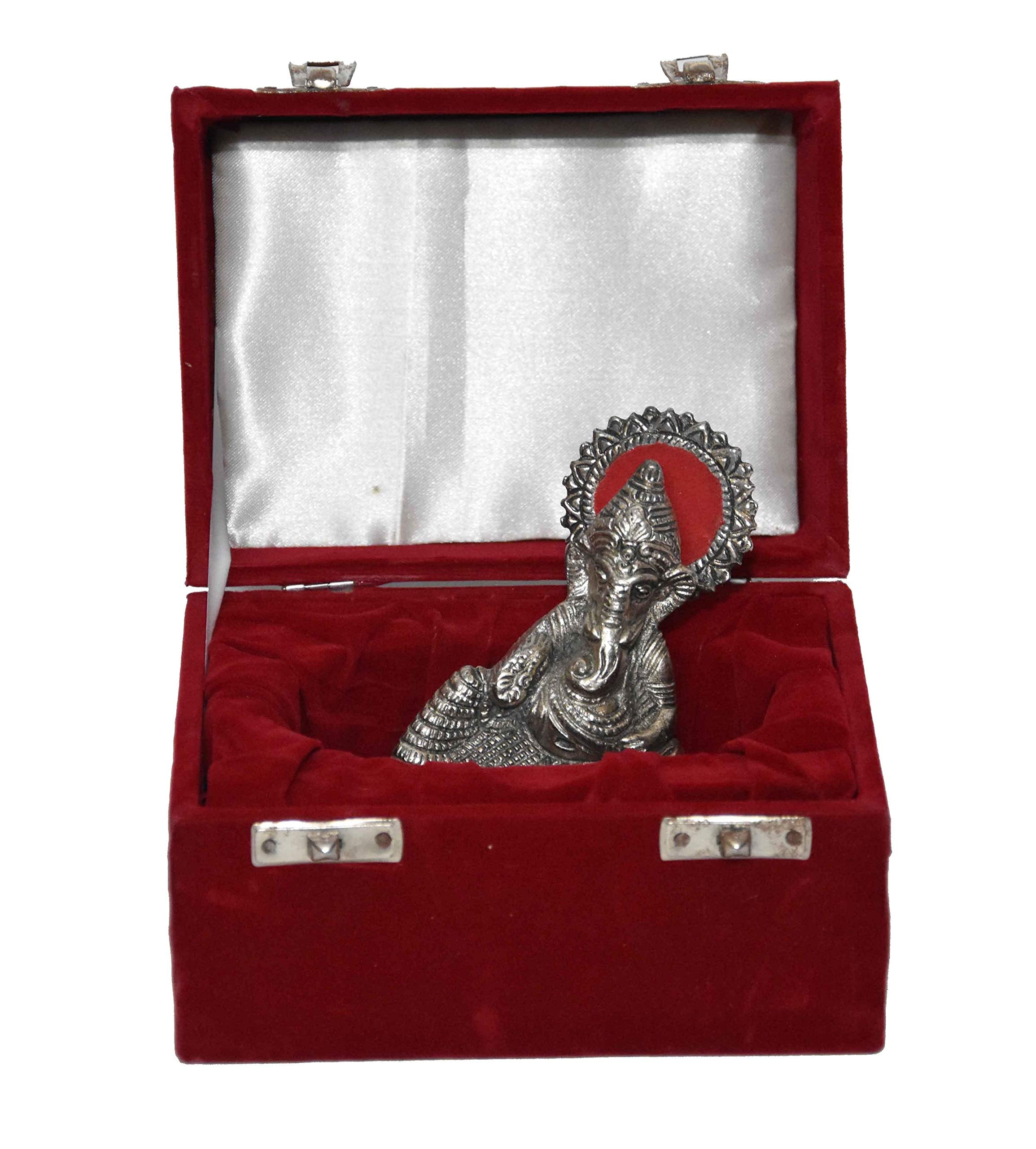 Lavanaya Silver -Lord Ganesha Idol Ganpati Idol Showpiece | Statue (10 Cm x 11 Cm x 11 Cm, Silver Plated) (Silver, 22x20x12 CM)