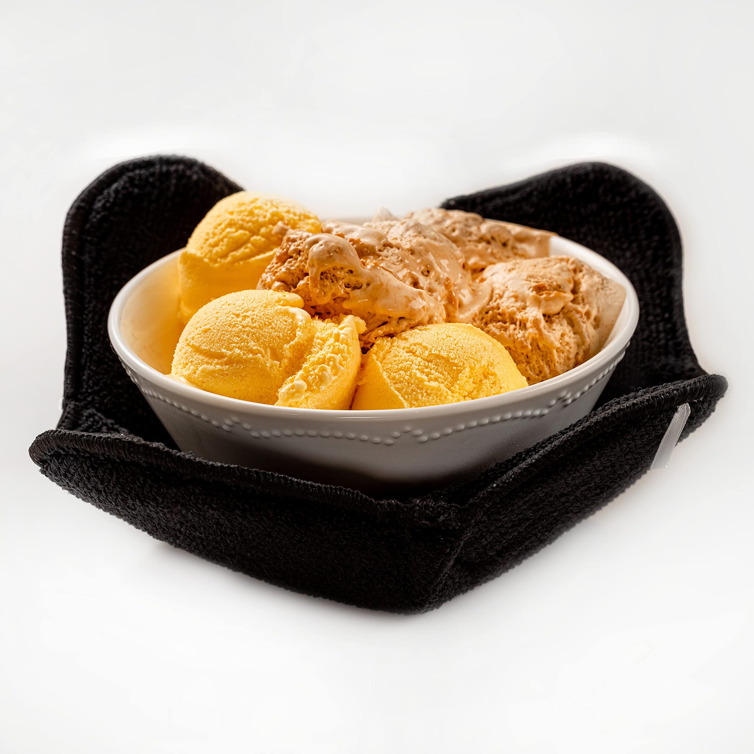 Microwave Bowl Cozy Huggers set of 4 - Durable and Reliable - For Hot and Cold Bowls  Plates and Dishes Bowl Holder for Microwave - Bowl Cozies Ideal Household Gift by Sheff Store (Black)