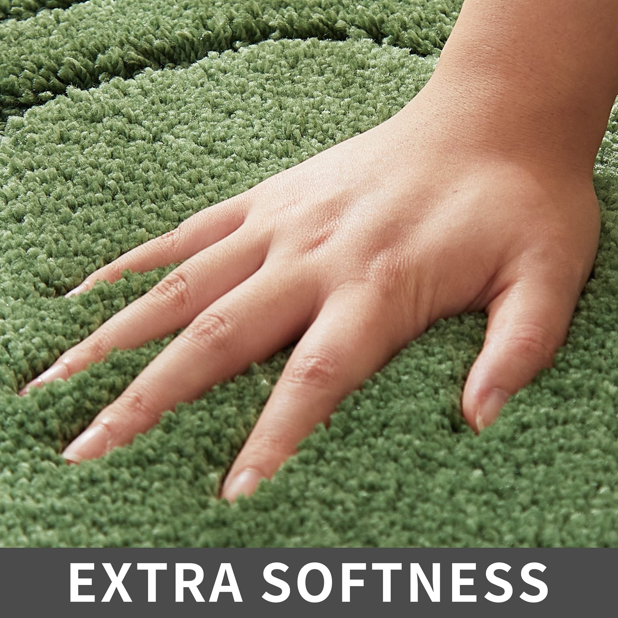 COSY HOMEER Extra Thick Bath Rugs for Bathroom - Anti-Slip Bath Linen Sets Mats Soft Plush Yarn Shaggy 100% Strong Polyester Living Room Bedroom Floor Water Absorbent(Green 17x27 - Inches)