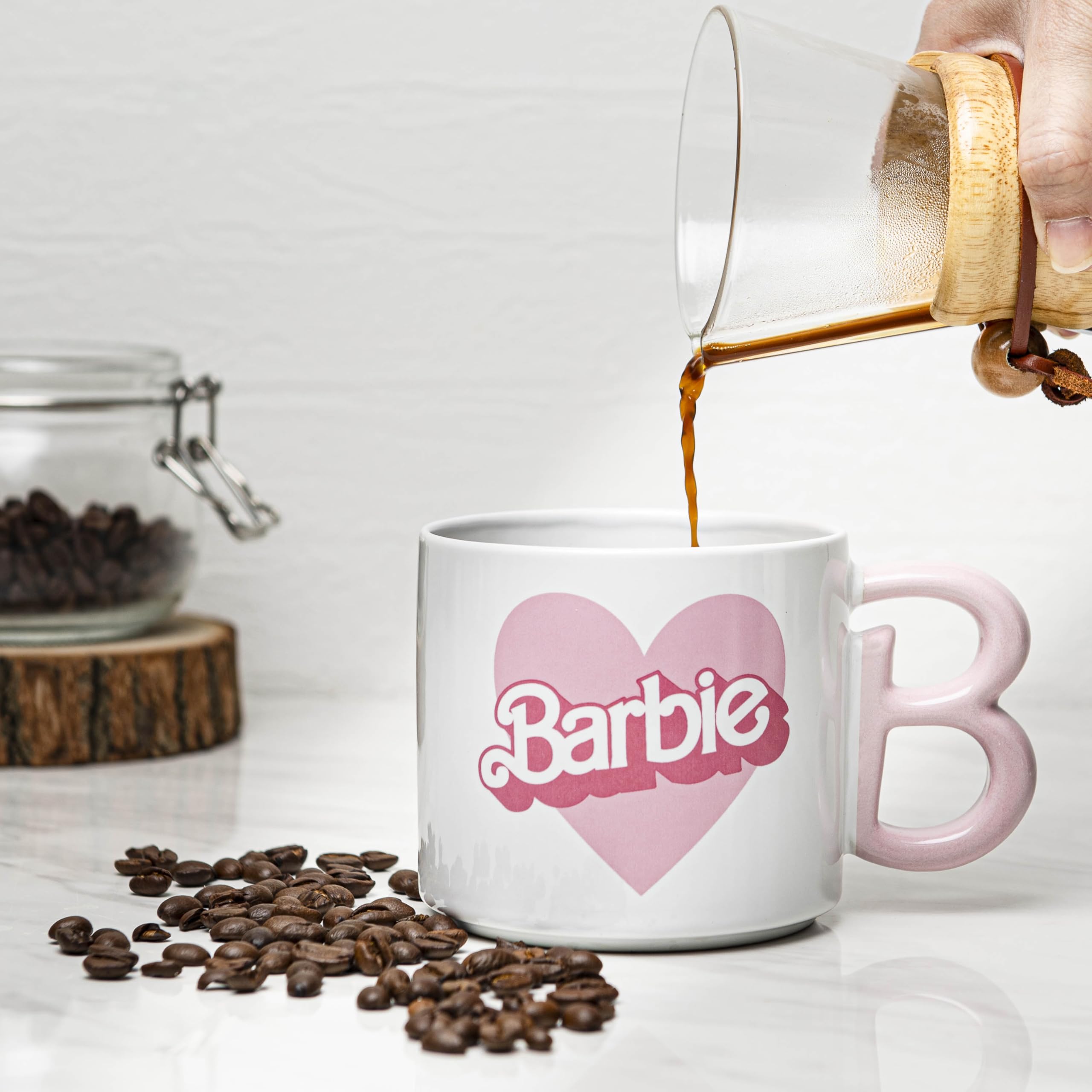 Zak Designs Barbie Ceramic Coffee Mug For Hot Drinks, Collectible Keepsake With Sculpted Handle (15 Oz, Barbie)
