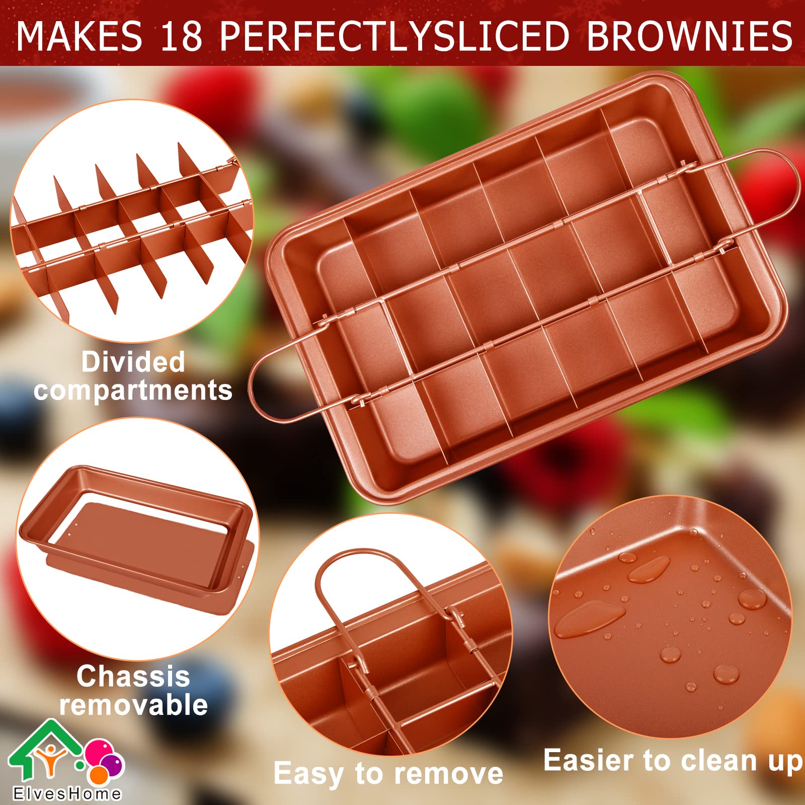 Brownies Pan, Brownie Pan With Dividers, Nonstick Brownie Baking Pan With Slicer Cutter & Spatula & Brush, Brownie Pans, Rectang
