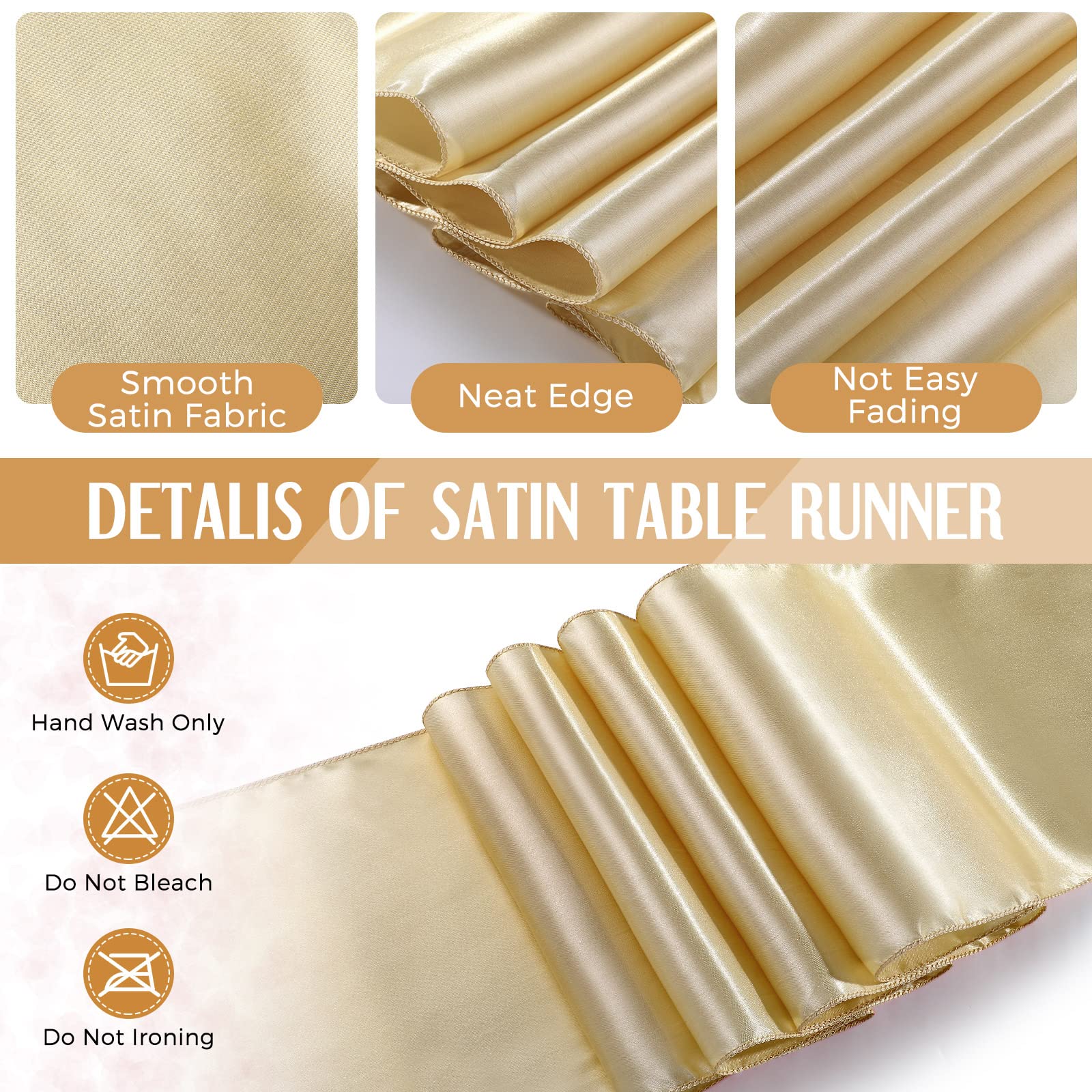Breling 8 Pack First Communion White And Gold Disposable Plastic Tablecloths And Satin Table Runner Set, 54 X 108 Inch Tableclot