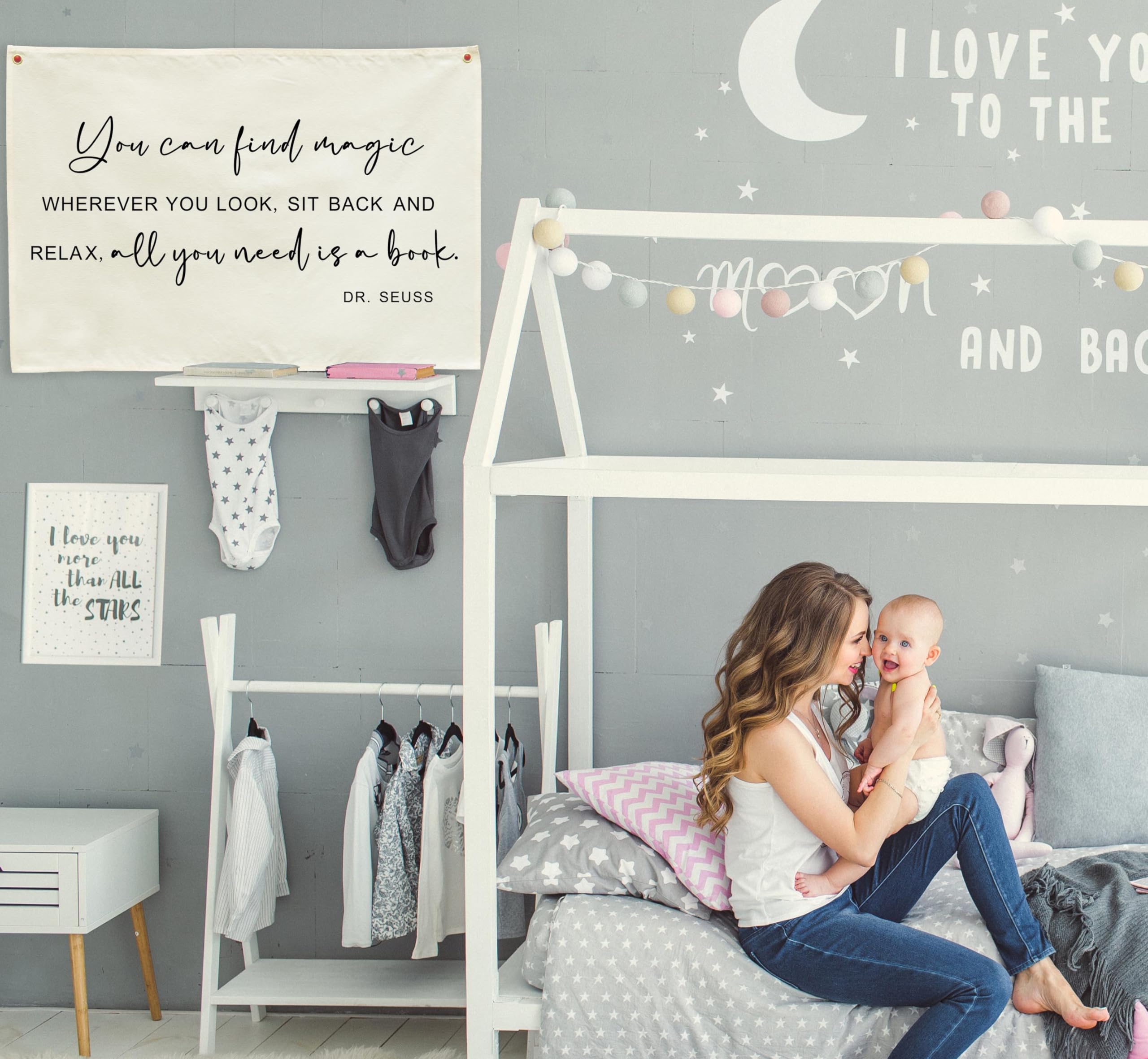 Inspirational Nursery Classroom Above Crib Bedroom Playroom Reading Room Wall Decor Hanging Rectangular Banner Flag Wall Sign De