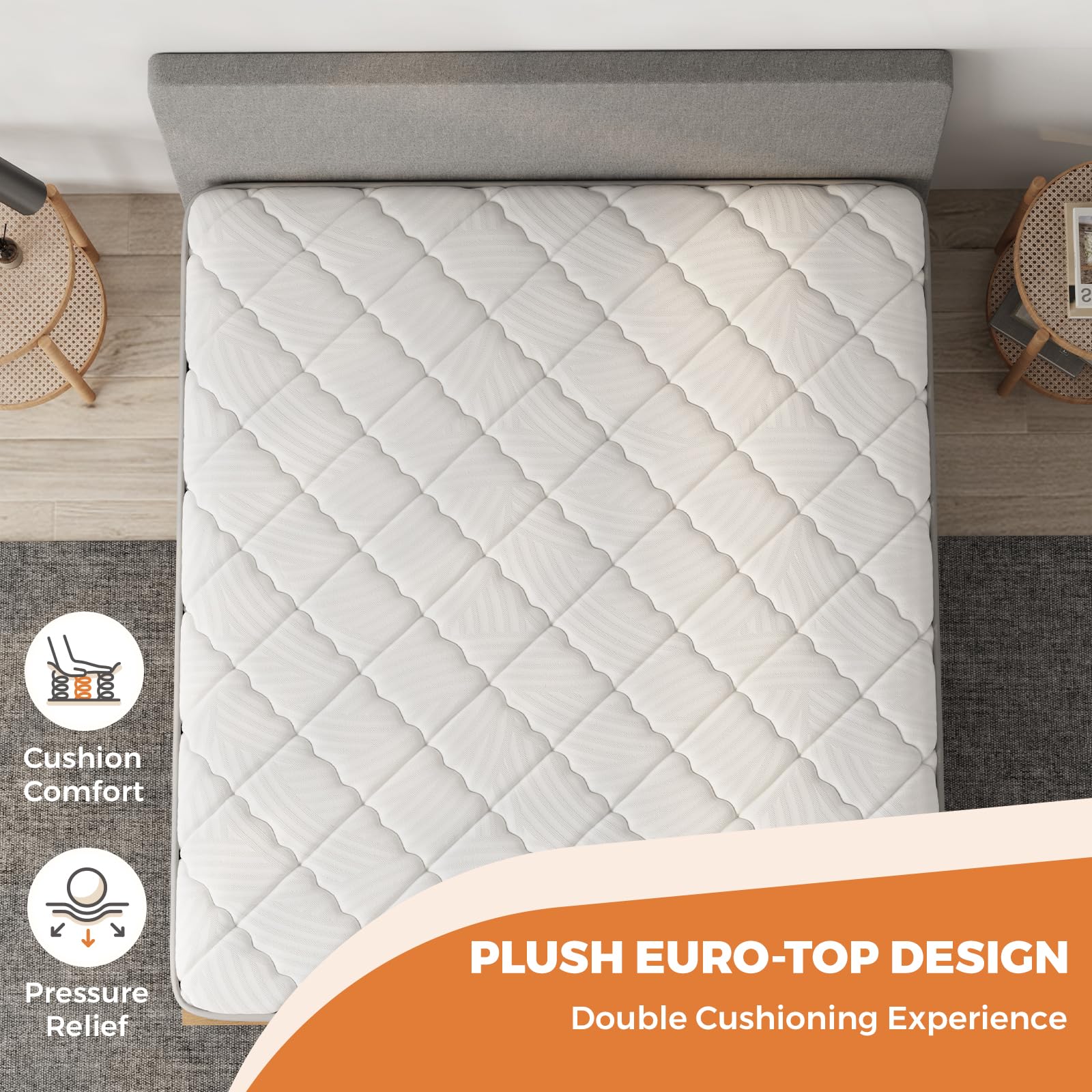 Sweetnight Queen Mattress 10 Inch, Queen Hybrid Mattress In A Box With Comfort Foam & Pockect Springs For Pain Relief, Medium Fi