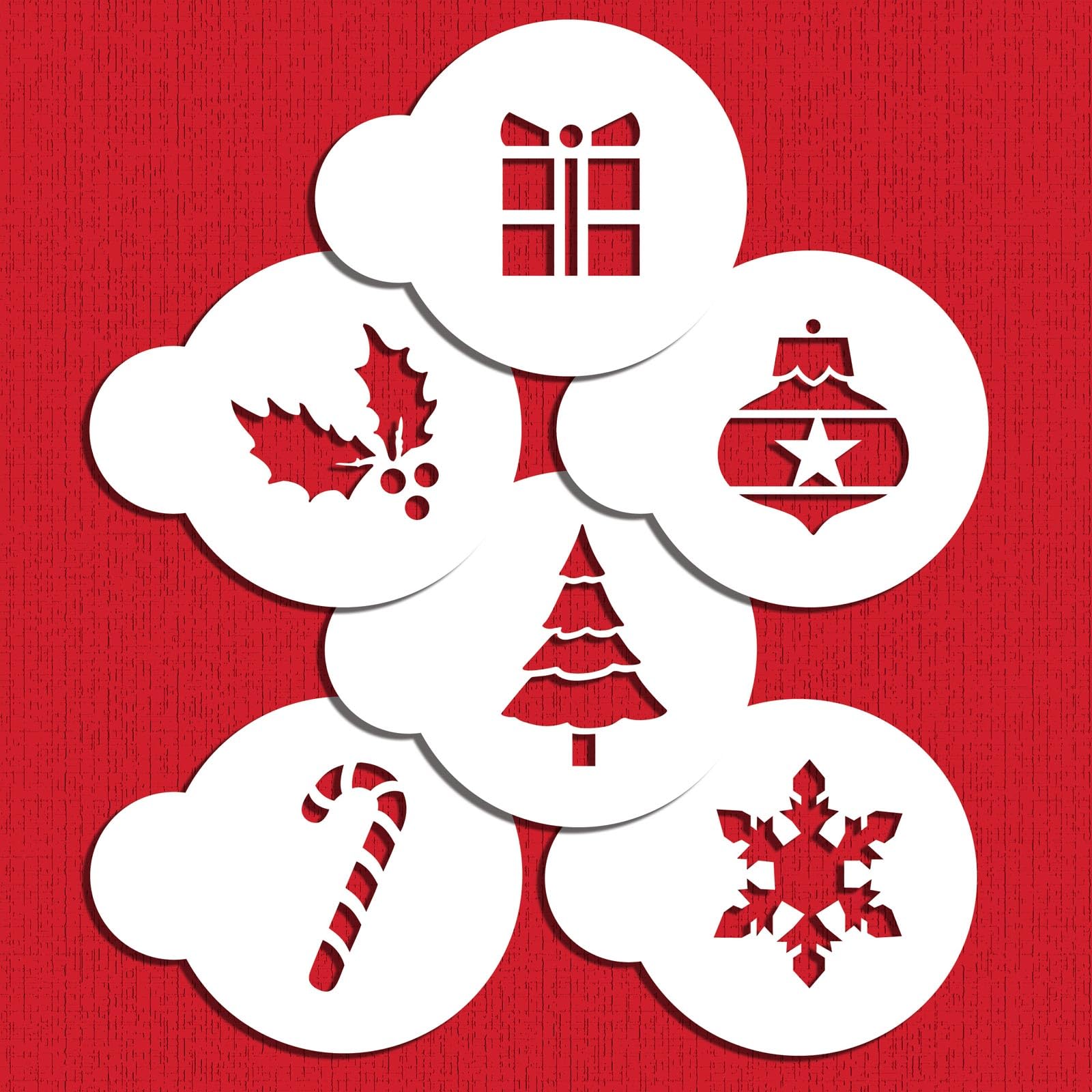 Designer Stencils Holiday Cupcake And Cookie Stencil Tops, Beige/Semi-Transparent, Fits 2'' Circle