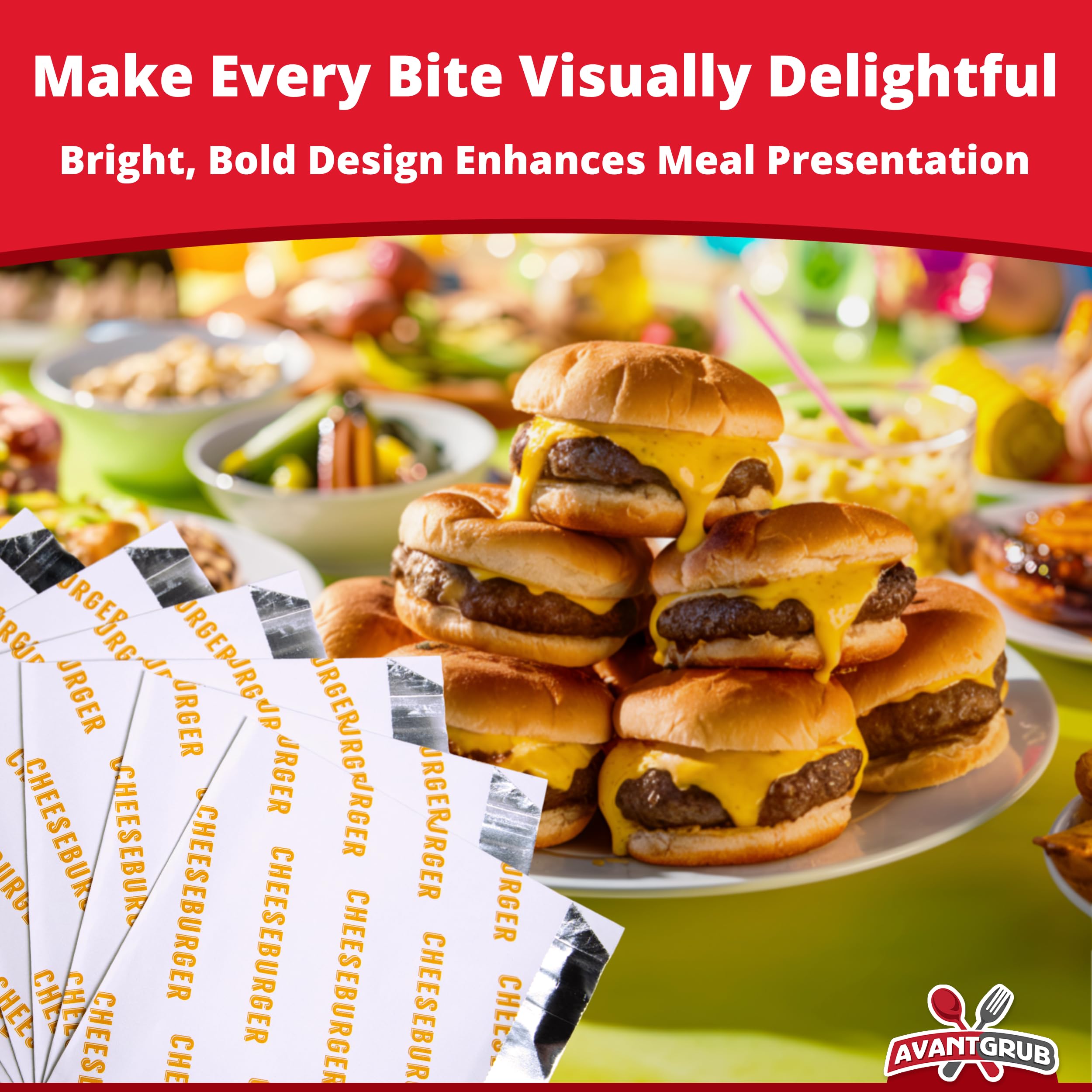 Retro, Restaurant Grade Grease-Proof Burger Wrappers 25Pk. Heat Proof, Pro Quality Bulk Cheeseburger Bags Are Bpa Free. Large, A