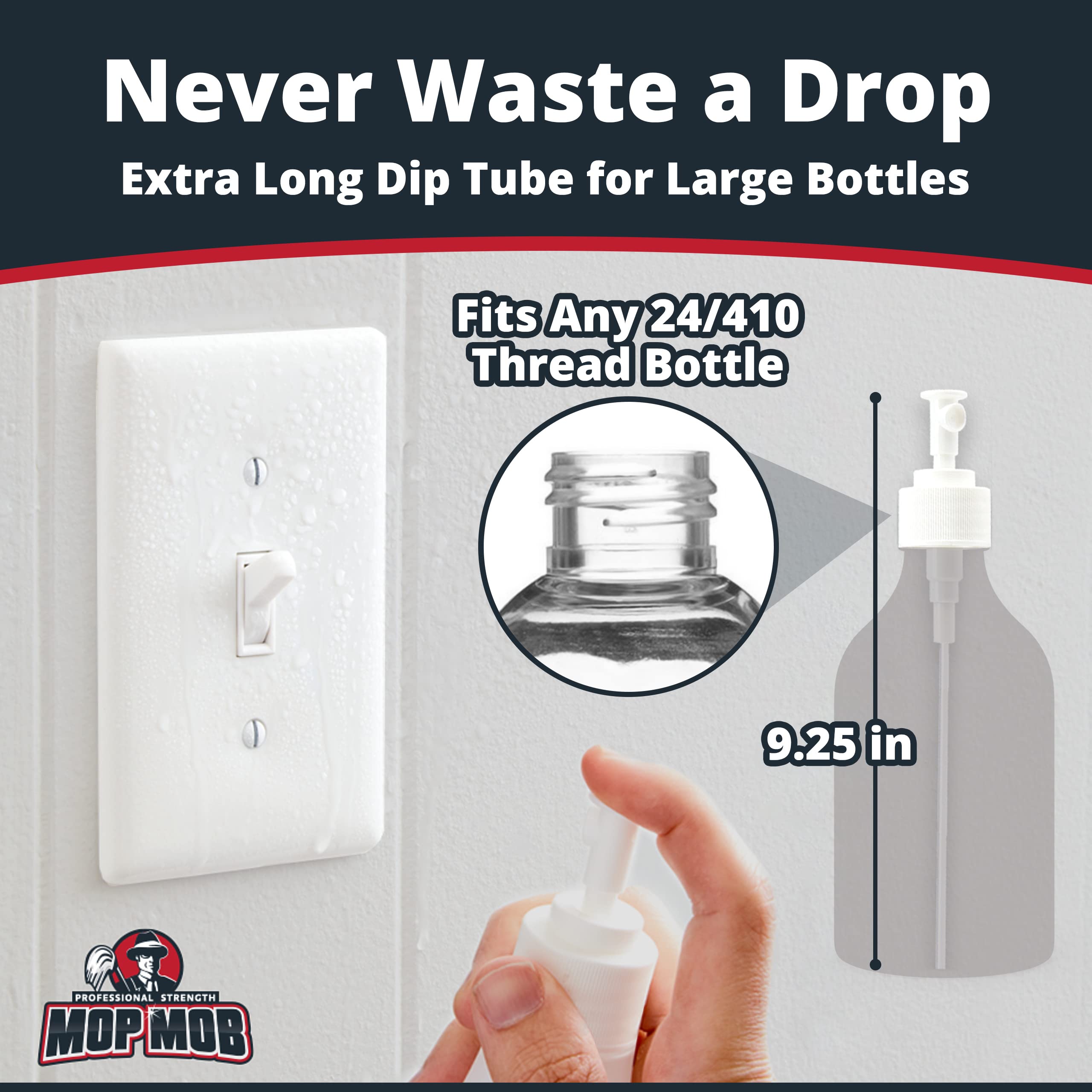 Leak Proof Fine Mist Spray Head 3 Pk. Plunger Sprayer Replacement Cap For Large Bottles, Bpa-Free 24/410 Thread Fingertip Pump M