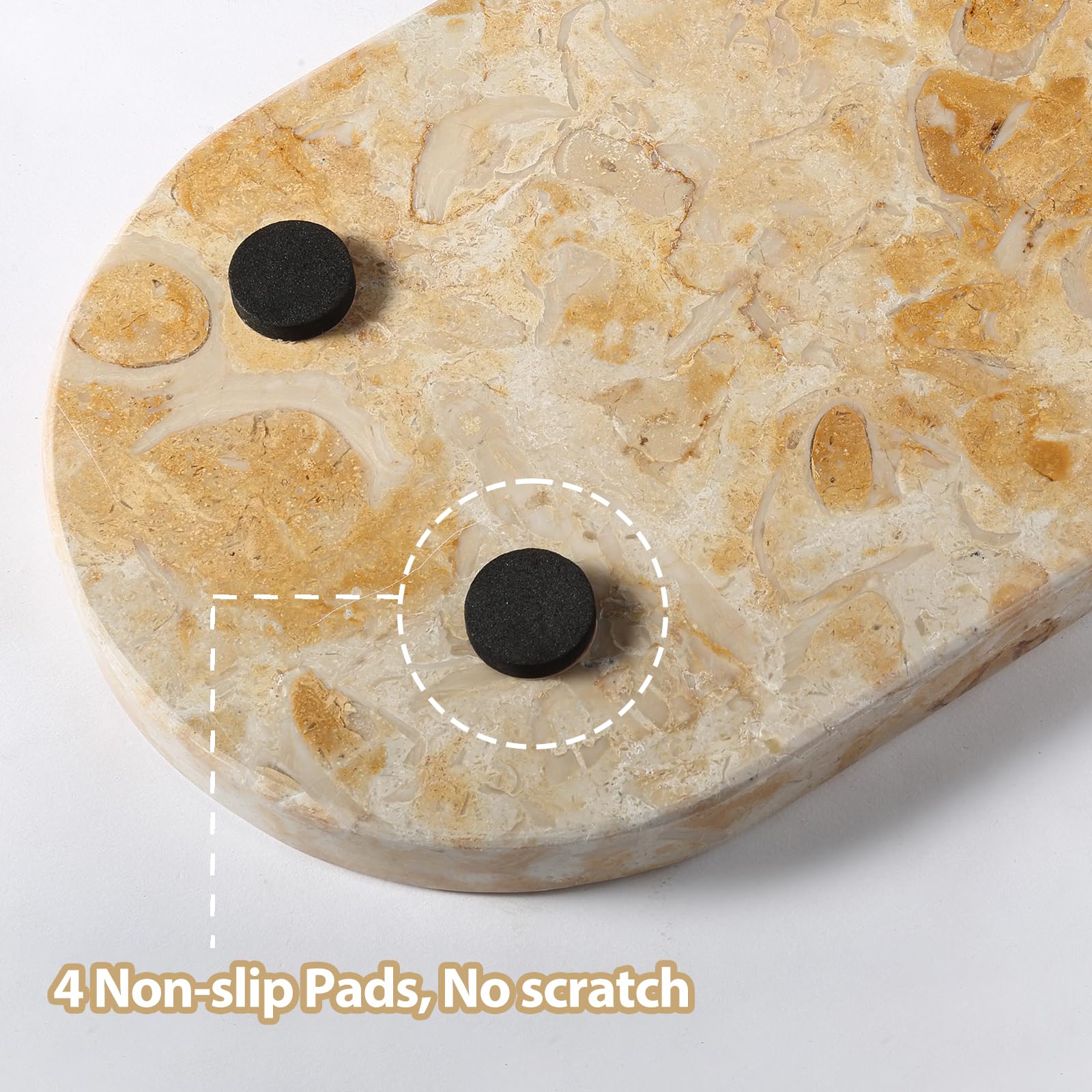 Koville Egypt Natural Marble Tray, 12'' Vanity Decorative Tray For Countertop Organizer, Catchall Tray For Perfume, Candles, Jew