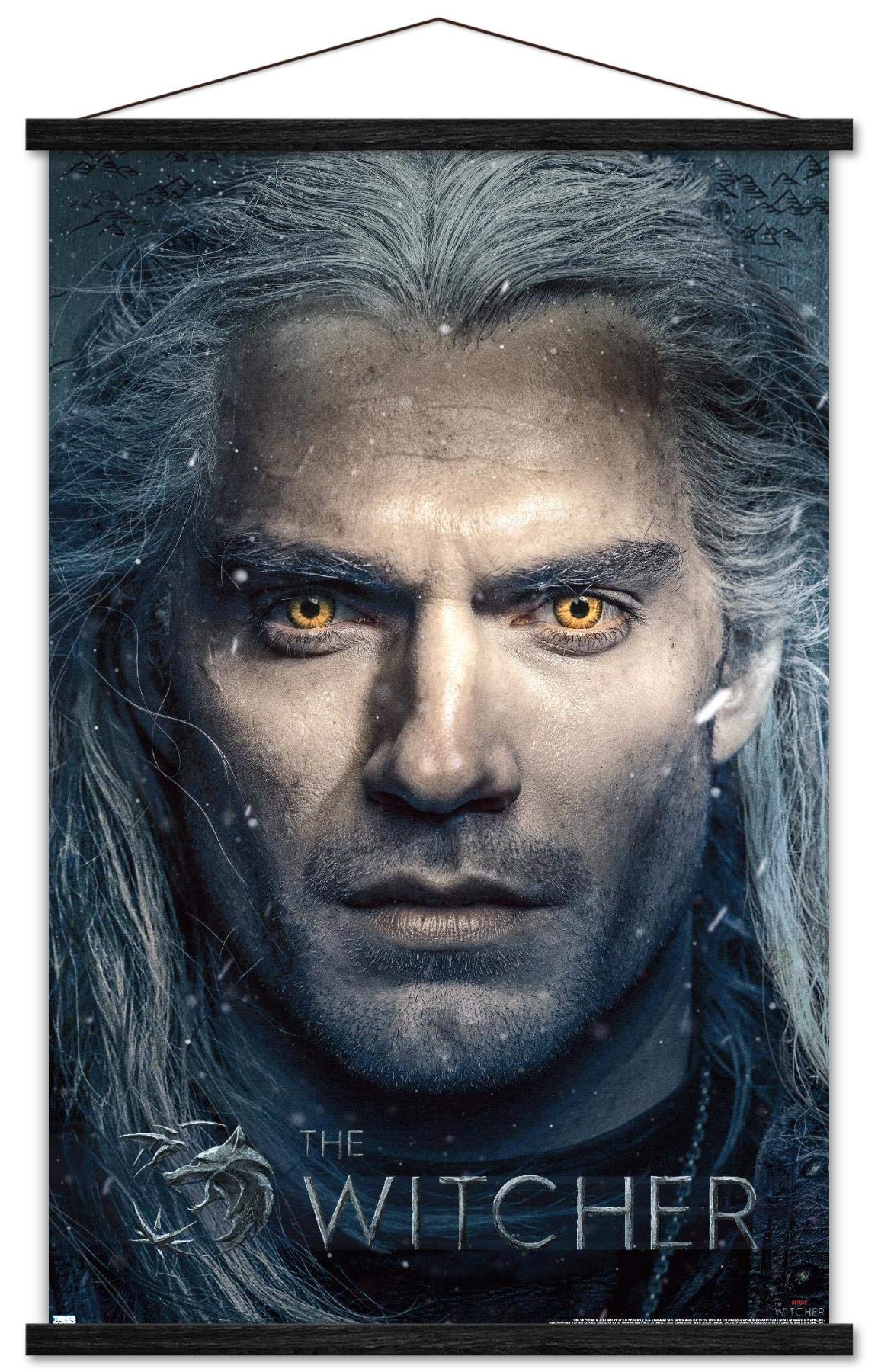 Trends International Netflix The Witcher - Closeup Wall Poster, 22.375'' X 34'', Premium Print And Black Hanger Bundle