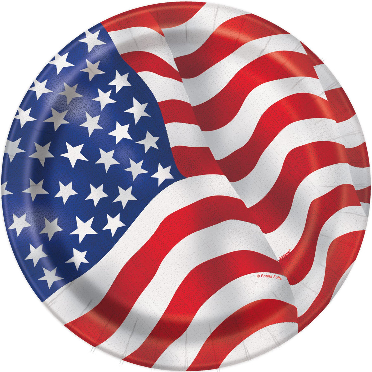 Usa Flag Round Dessert Plates - 7'' (8 Count) - Premium Quality Paper, Eco-Friendly & Durable, Patriotic Design - Perfect For Ju
