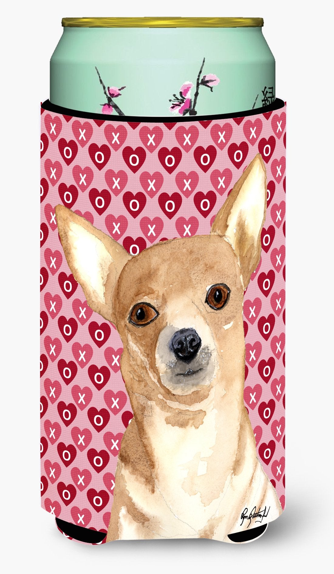 Chihuahua Love and Hearts Tall Boy Beverage Insulator Beverage Insulator Hugger RDR3014TBC