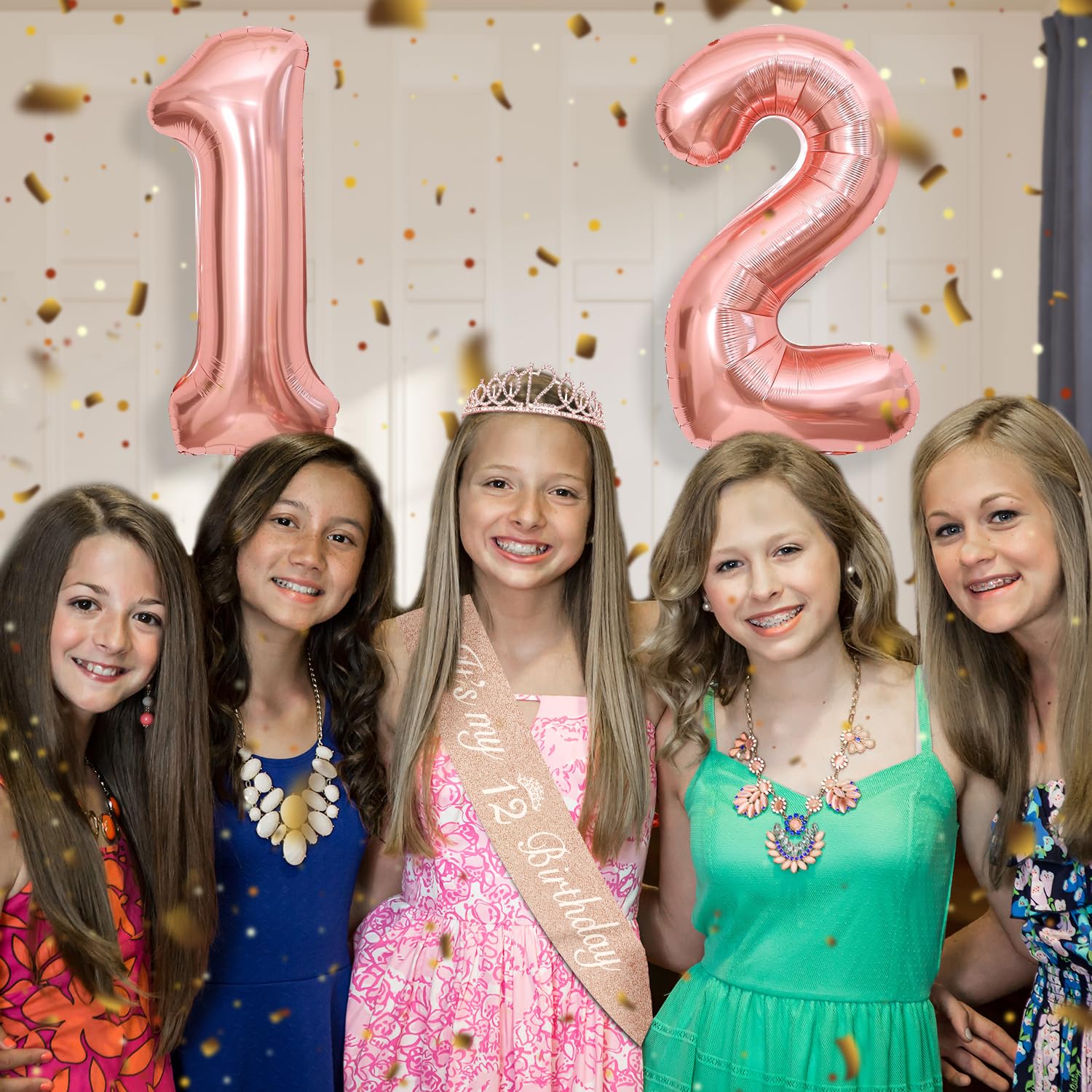 12Th Birthday Decorations For Girls Including 12Th Birthday Sash, Crown/Tiara, Candles And Cake Toppers, Number 12 Balloons, Ros