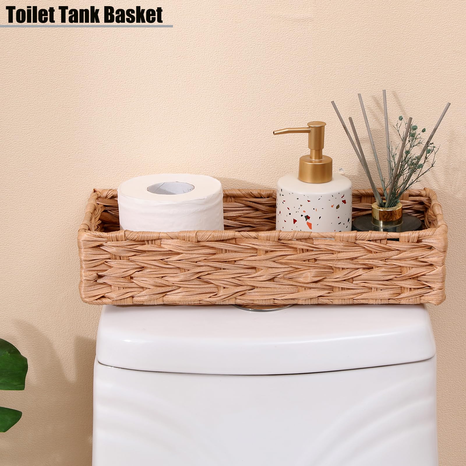 Bathroom Decor Box Toilet Tank Basket Woven Tissue Holder Box Toilet Paper Holder Basket Toilet Paper Tank-Handmade Woven Office