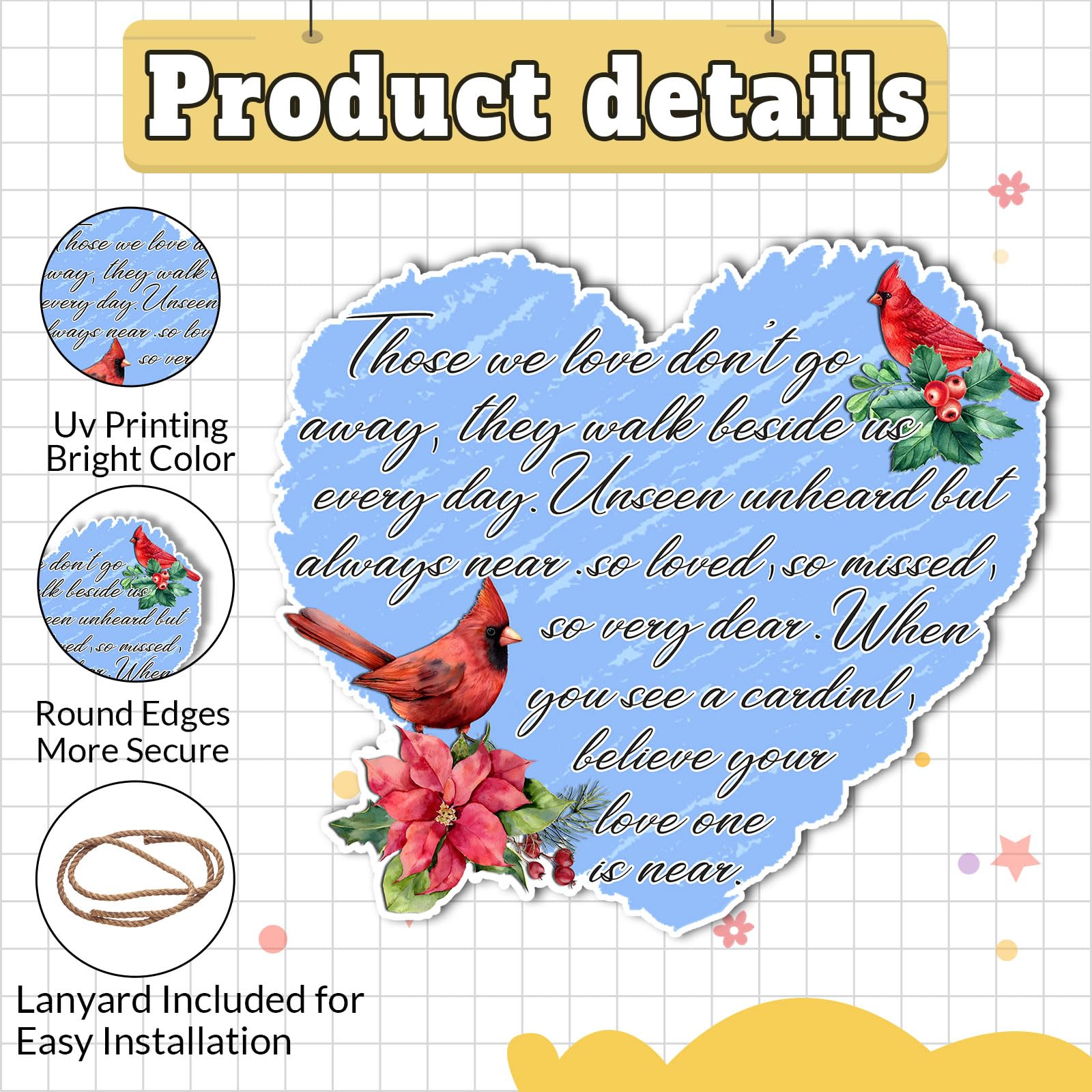 Sympathy Memorial Heart Present for Loss of Those We Love Wall Hanging Plaque Bereavement Condolence Remembrance Funeral Funeral