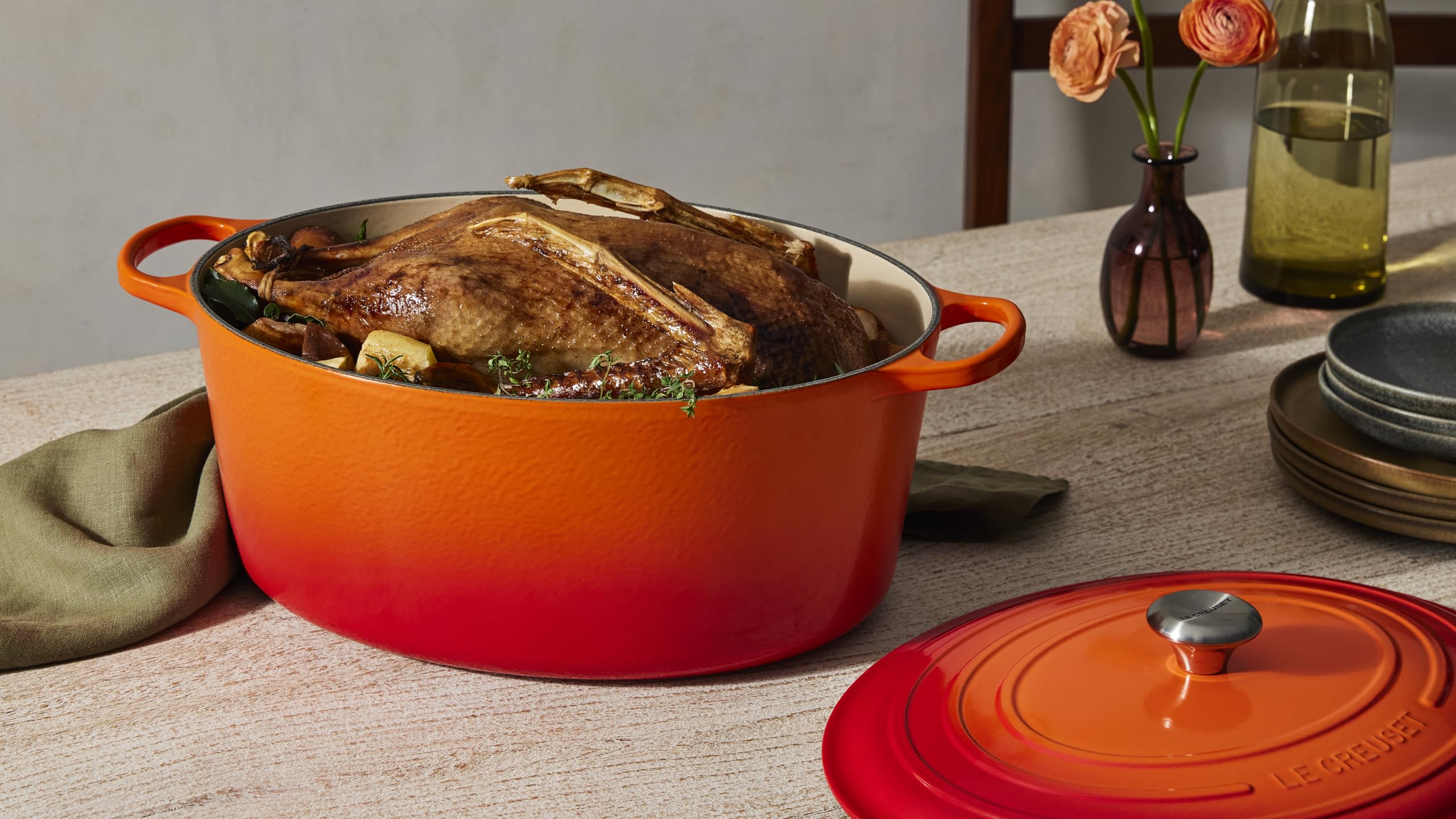 Le Creuset Enameled Cast Iron Signature Oval Dutch Oven, 15.5 Qt., Flame