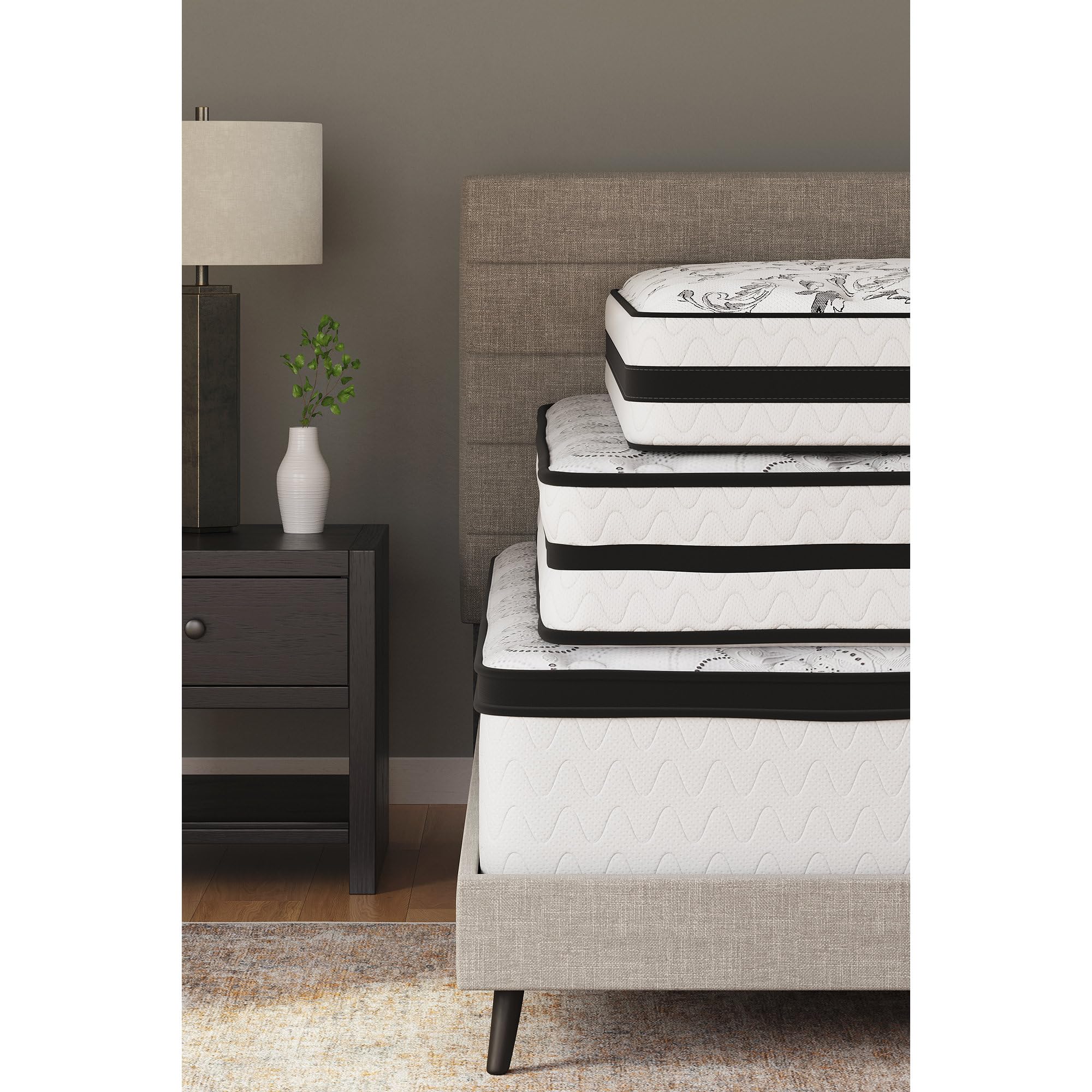 Signature Design By Ashley King Size Chime 12 Inch Medium Firm Hybrid Mattress With Cooling Gel Memory Foam