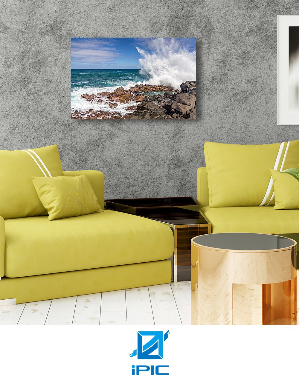 Ipic - Waves Crashing At Queen'S Bath, Kauai, Hawaii. Personalized Artwork With Names And Date On, Customized Gift For Anniversa