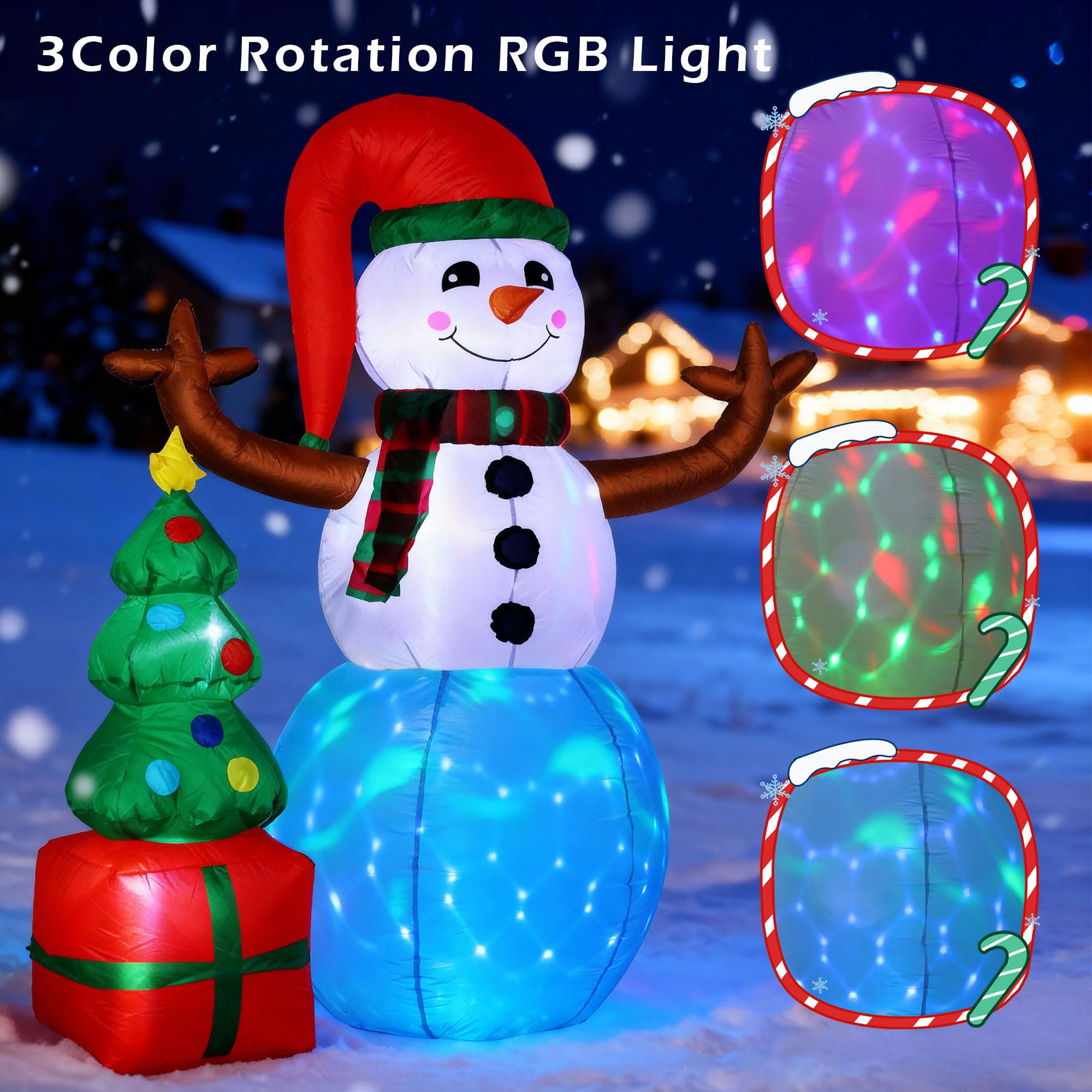 6 FT Christmas Inflatable Snowman with Tree, Outdoor Blow Up Holiday Decoration with LED Lights, Festive Lawn Yard Decor