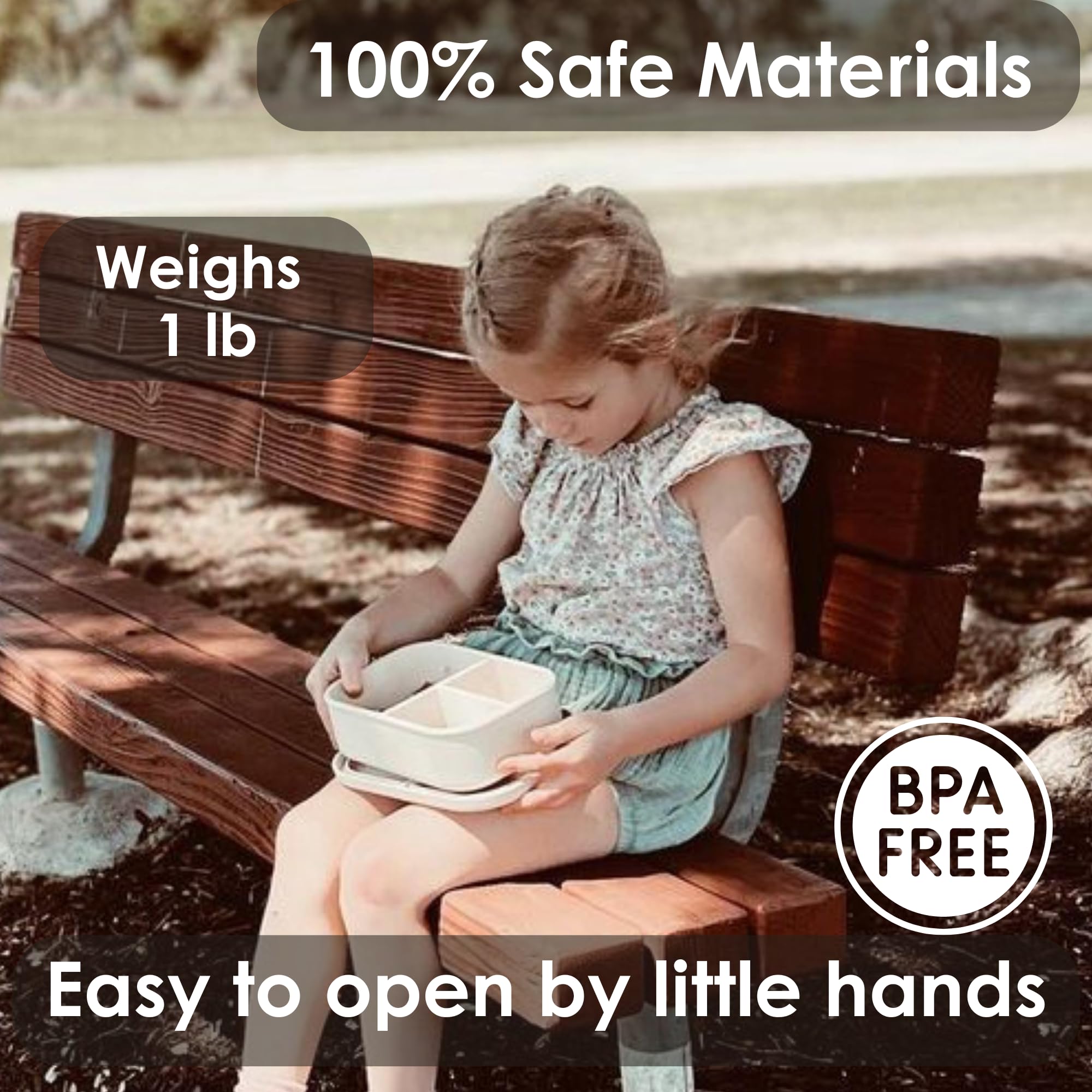 Ali+Oli Silicone Bento Box (Blush) Lunch Box For Kids, Toddlers, Preschoolers & Adults | Bpa-Free And Spill-Proof | Ideal For Sc