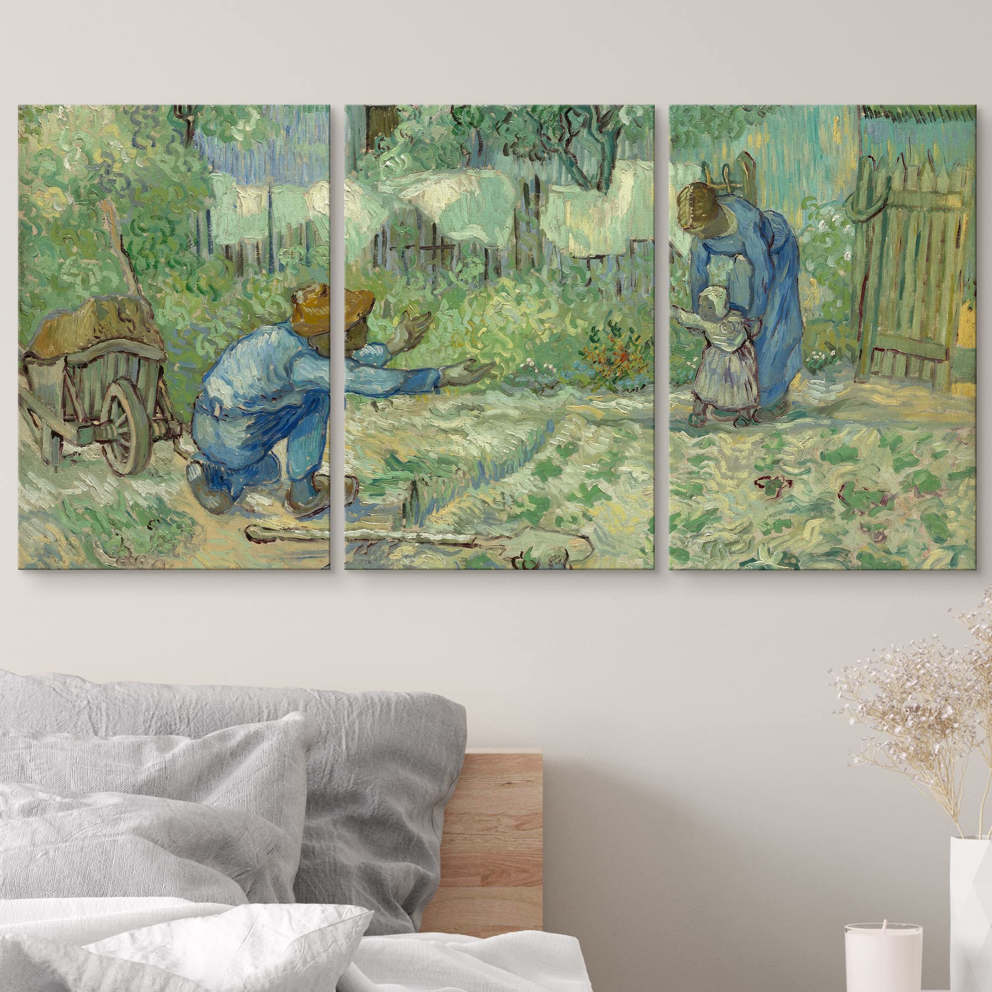 Wall26 Canvas Print Wall Art Set First Steps (After Millet) Vincent Van Gogh Classical Illustrations Fine Art Decorative Histori