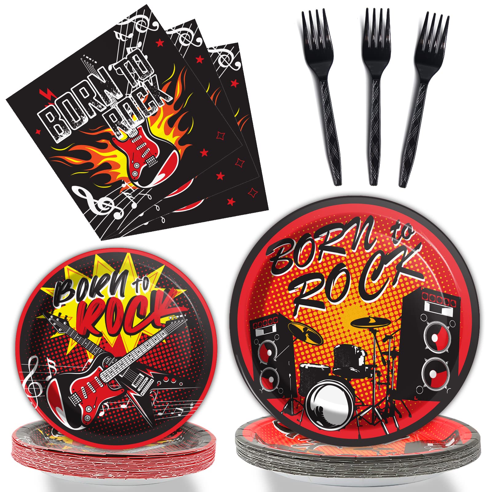 Gisgfim 96 Pcs Music Party Supplies Paper Plates Napkins Tableware Set Music Theme Party Birthday Decorations Favors Serves 24