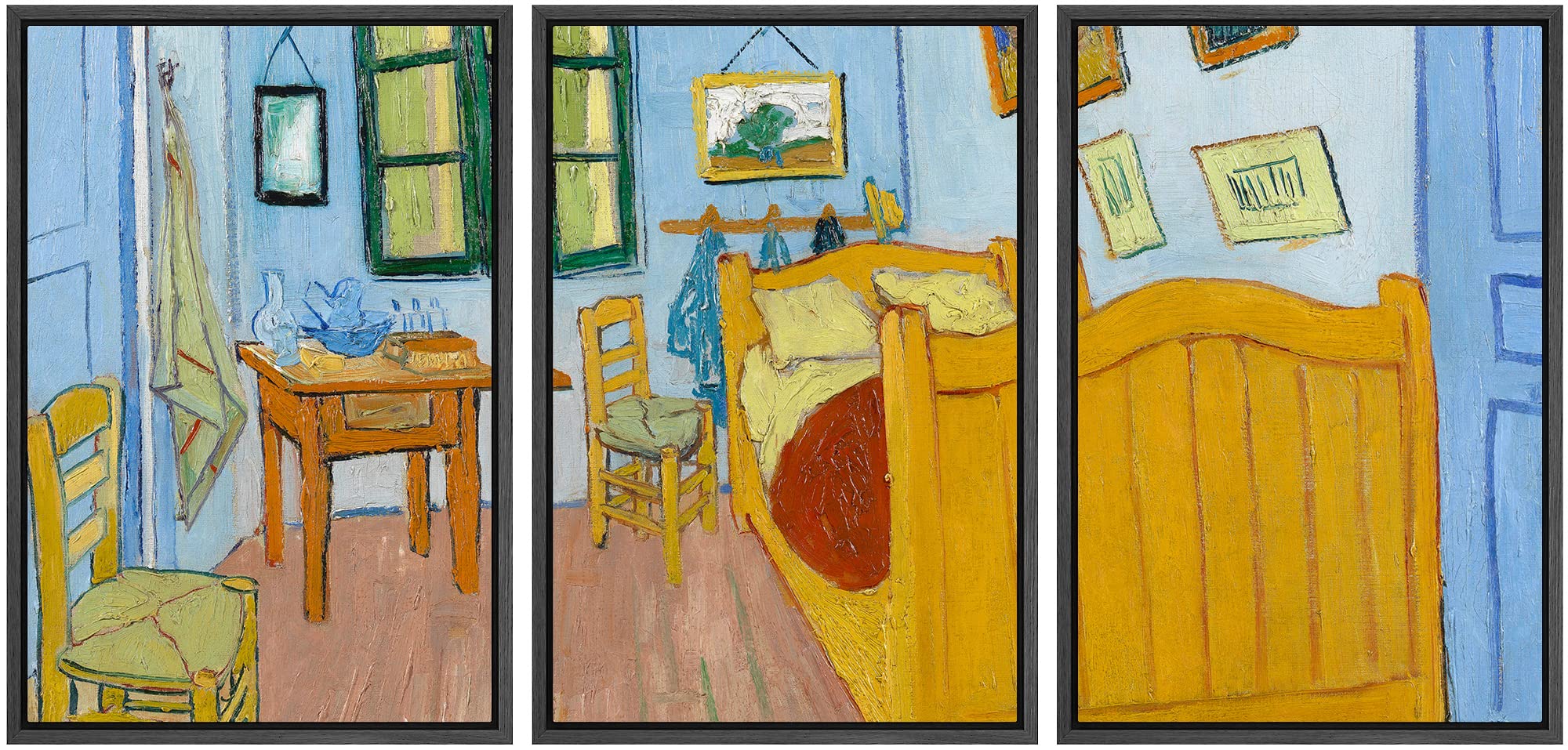 Wall26 Framed Canvas Print Wall Art Set The Bedroom By Vincent Van Gogh Nature Wilderness Illustrations Fine Art Relax/Calm Mult