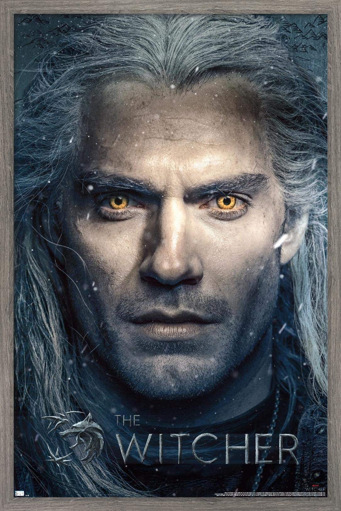 Trends International Netflix The Witcher - Closeup Wall Poster, 22.375'' X 34'', Barnwood Framed Version