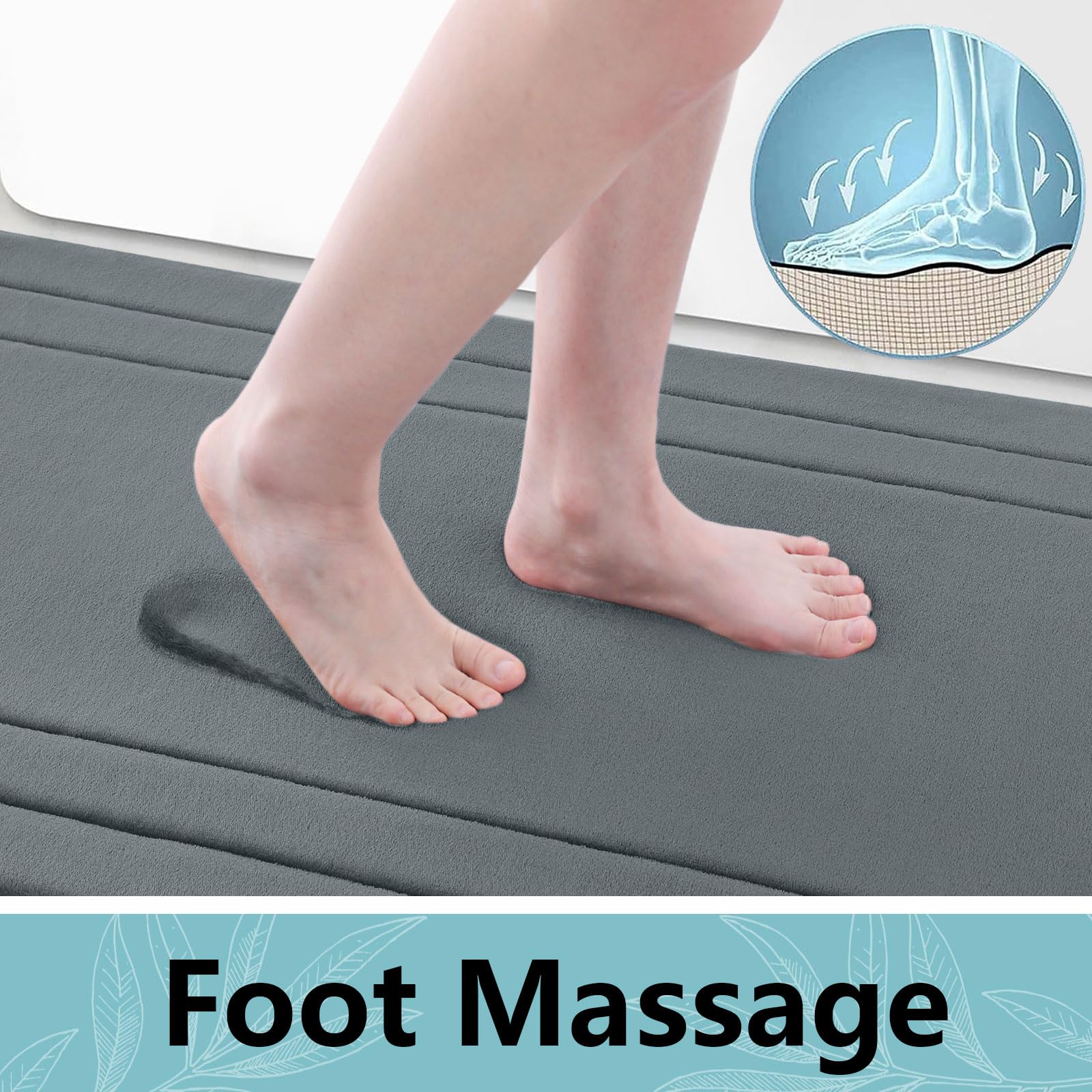 Arotive Memory Foam U-Shaped Toilet Rugs 24X20, Super Soft Absorbent Contoured Bathroom Rugs, Machine Washable Contour Bath Mats