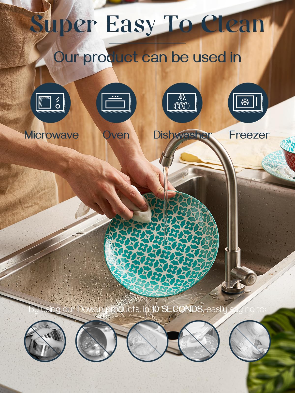 Dowan Pasta Bowls, 35 Oz Large Salad Bowls, 8.5'' Serving Bowls Porcelain Prep Plates Bowls Set Of 4, Wide And Shallow Bowls For