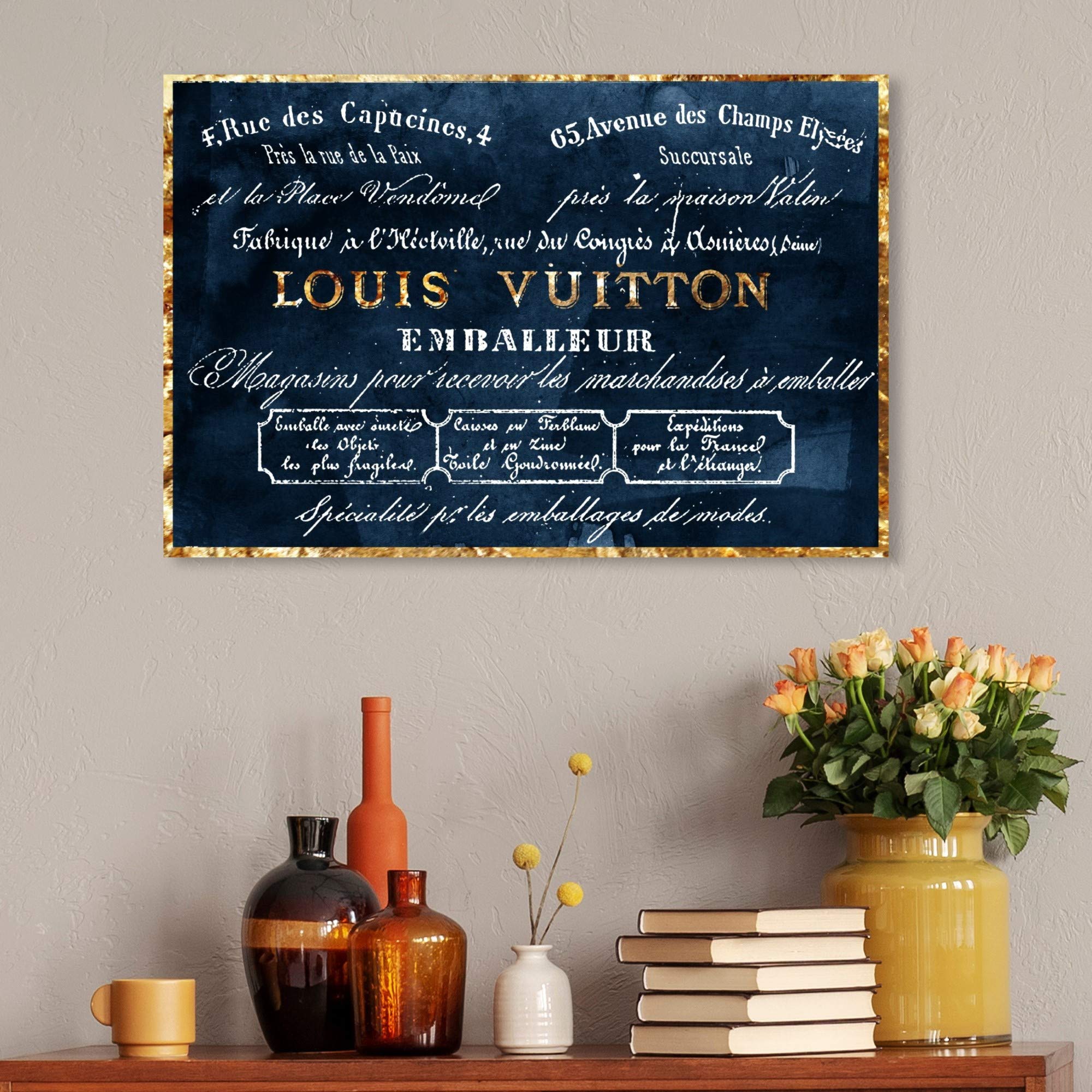 The Oliver Gal Artist Co. Oliver Gal 'Emballeur Navy' Blue Fashion Wall Art Print Premium Canvas 30'' X 20''