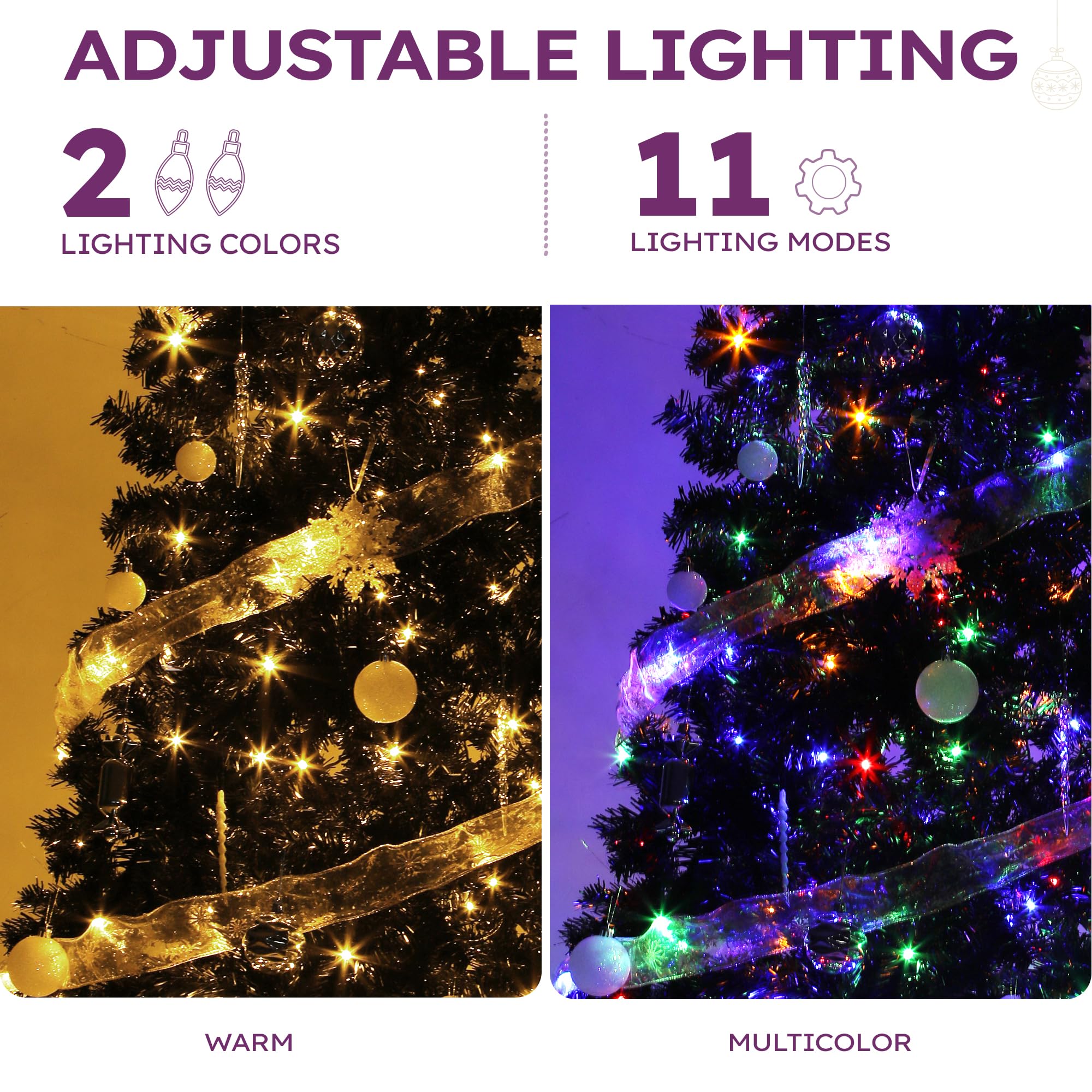 YITAHOME 6ft Prelit Black Artificial Christmas Tree with Remote Control, Hinged Christmas Tree Pine Tree for Home, Office, Party