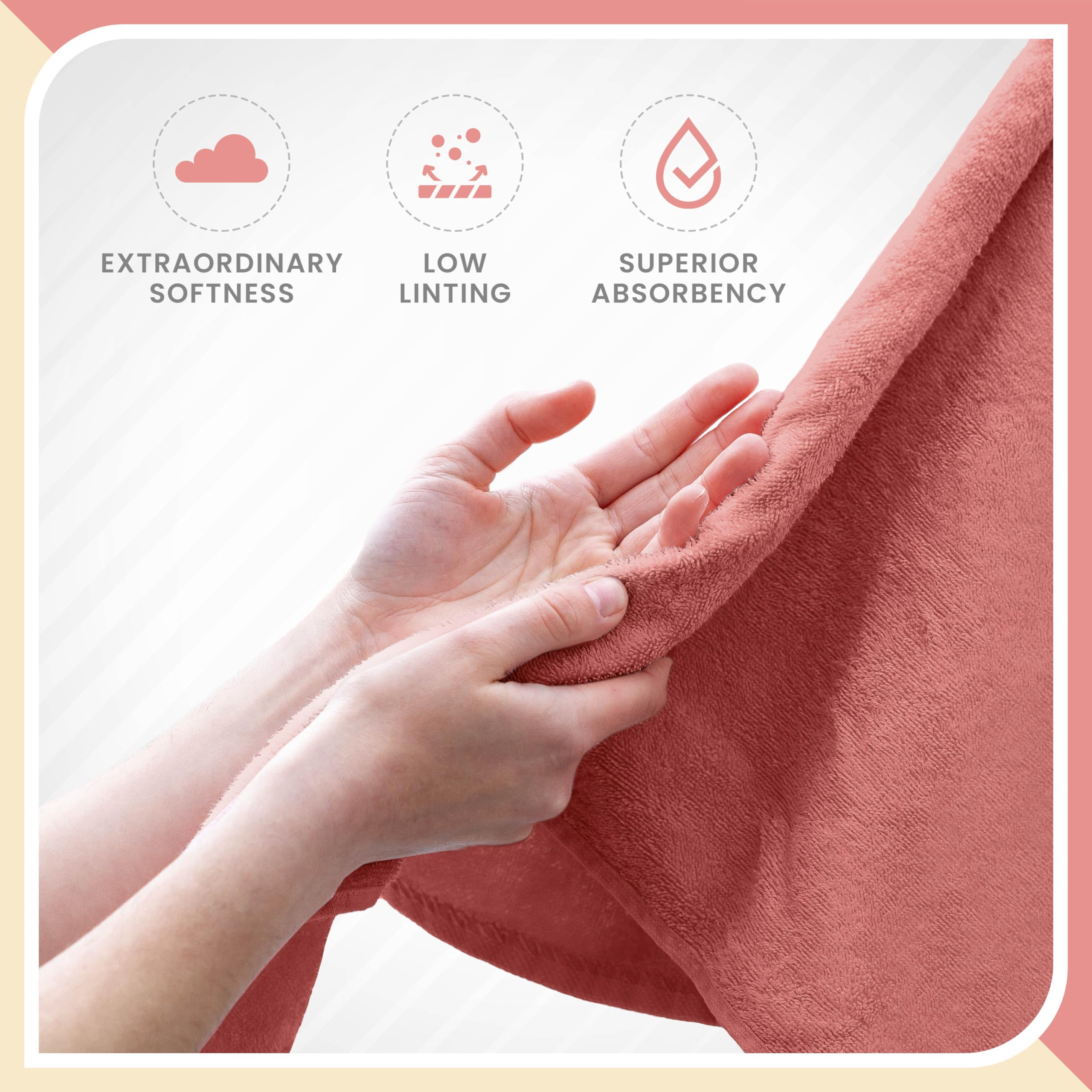 Martex 6-Piece Luxury 100% Cotton Towel Set | Quick Dry | Super Absorbent | Super Soft 100% Ringspun Cotton Towels | 2 Bath Towe