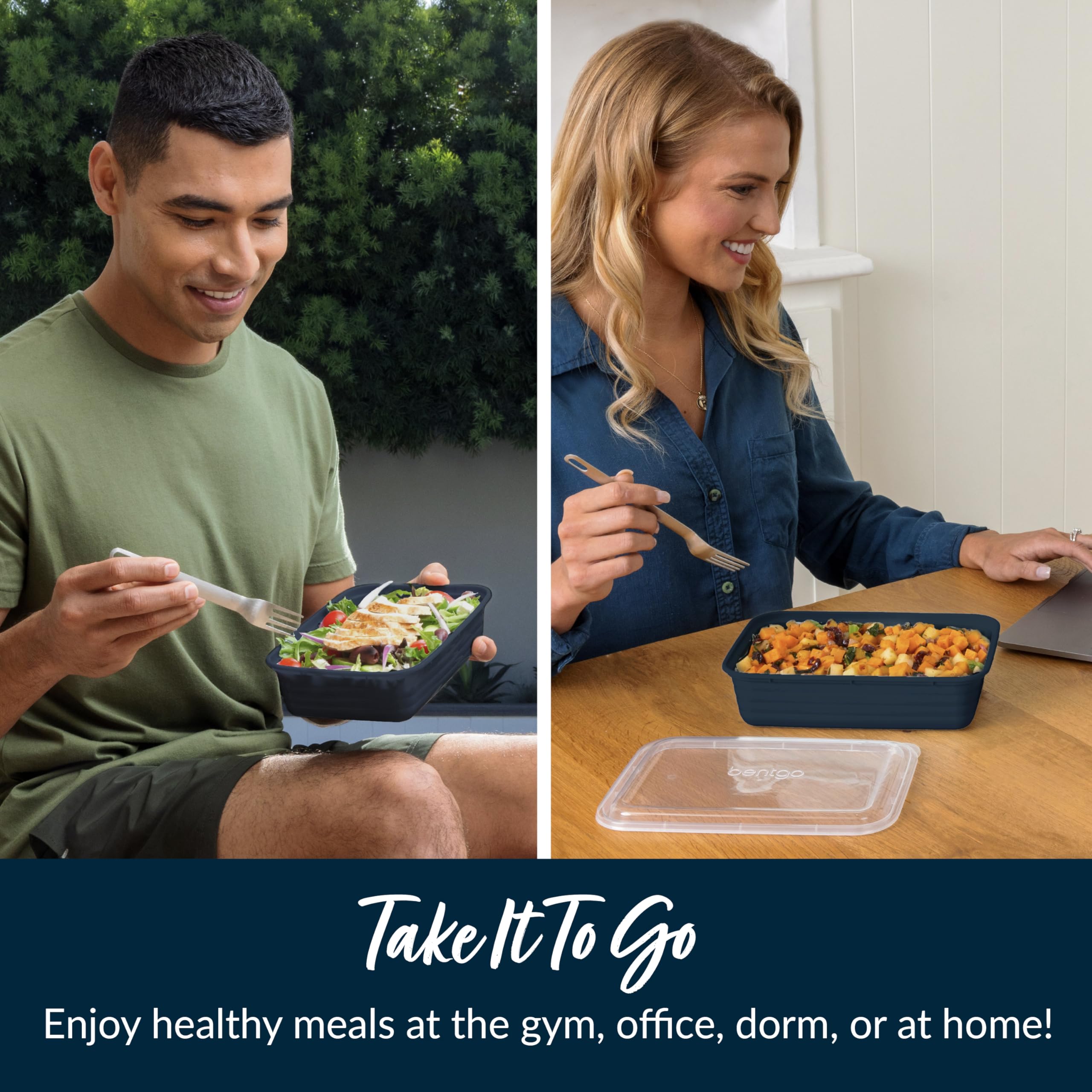 Bentgo 20-Piece Lightweight, Durable, Reusable Bpa-Free 1-Compartment Containers - Microwave, Freezer, Dishwasher Safe - Navy Bl