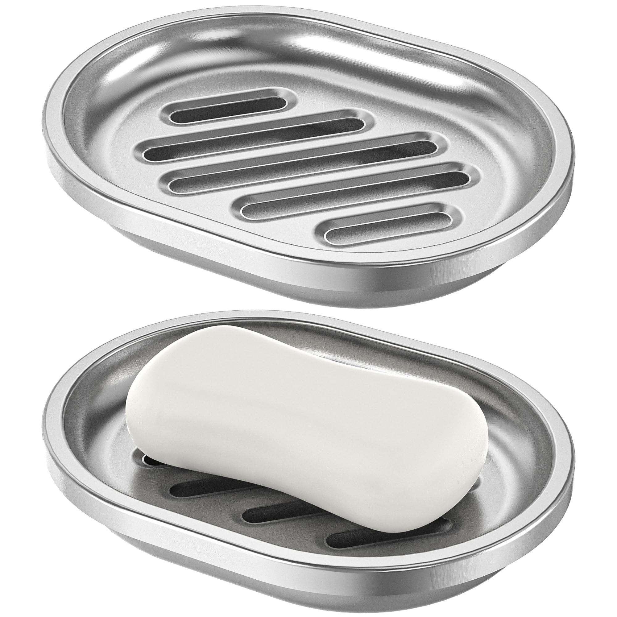 Soap Dish,Stainless Steel Soap Holder With Drain Spout,Brushed Metal Soap Saver For Bathroom Shower, Bathtub, Kitchen Sink,Durab