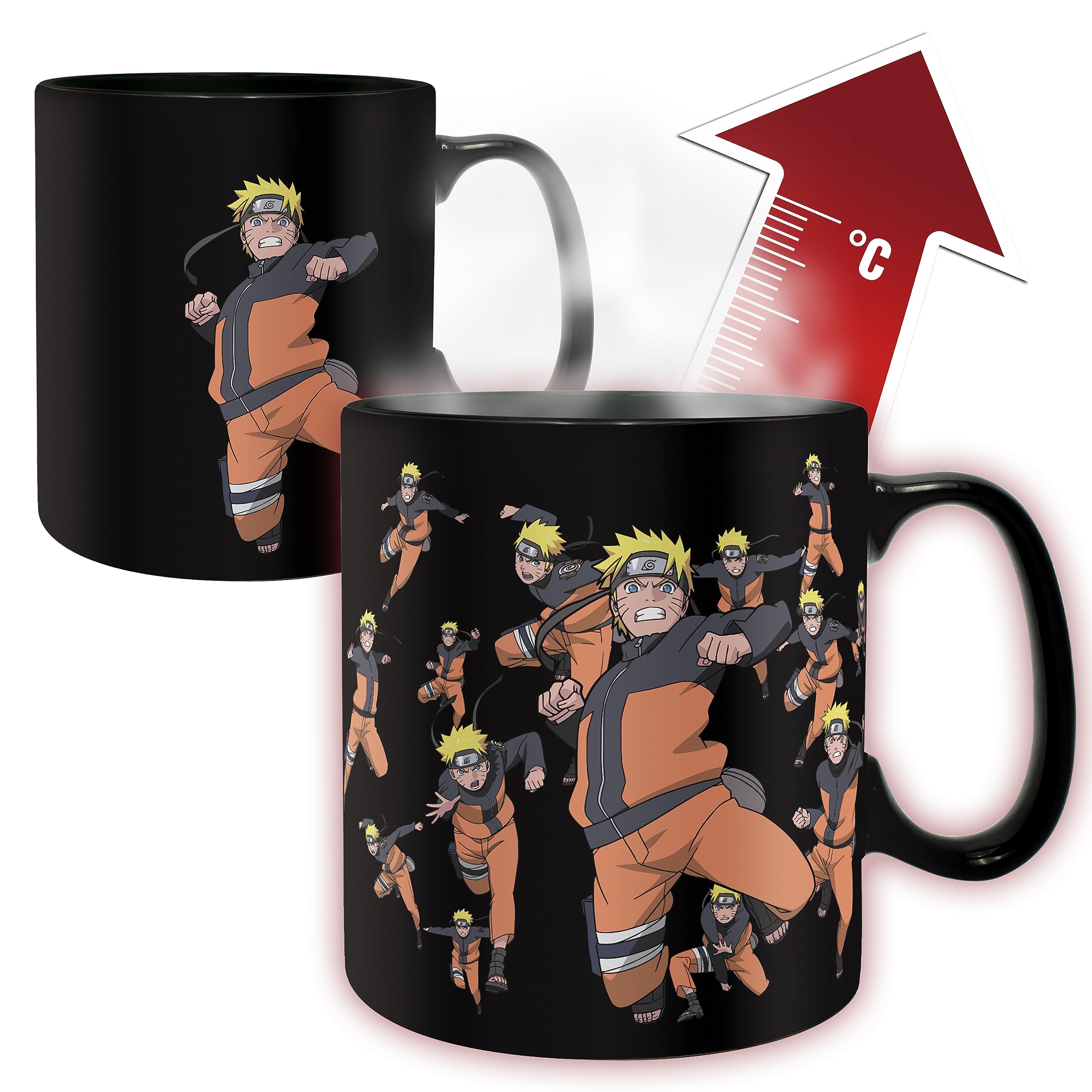 Abystyle Naruto Shippuden Clone Jutsu Ceramic Heat-Change Coffee Tea Mug & Coaster Gift Set Anime Manga Drinkware Gift