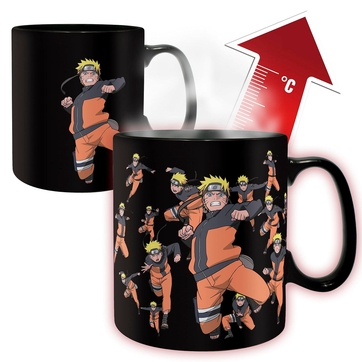 Abystyle Naruto Shippuden Clone Jutsu Ceramic Heat-Change Coffee Tea Mug & Coaster Gift Set Anime Manga Drinkware Gift