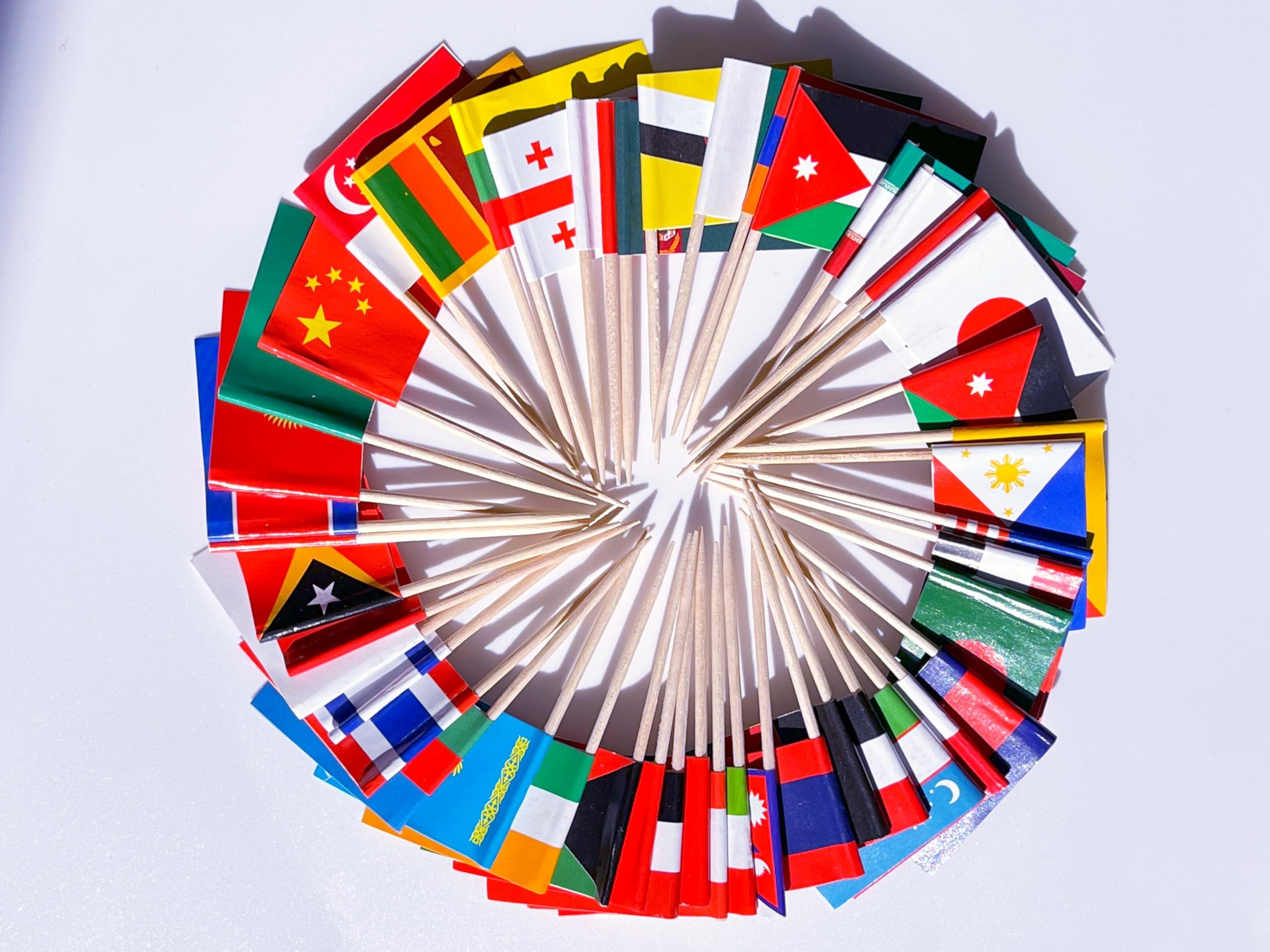 Stidsds Asia Asian 48 Countries Toothpick Flags Mini Small Country National Cupcake Toppers Stick Flag World International Festi