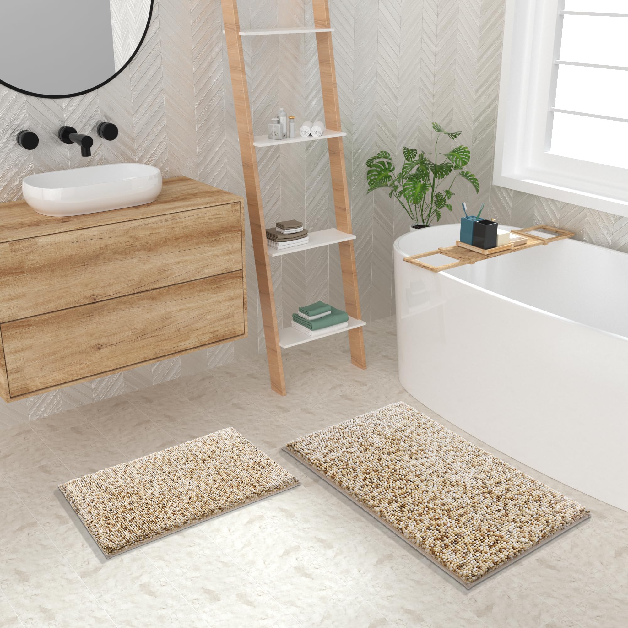 Yimobra Luxury Bath Mats For Bathoom, 32''X 20'', Extra Soft Chenille Bathroom Rugs, Non Slip, Plush Shower Matts For Bathroom F