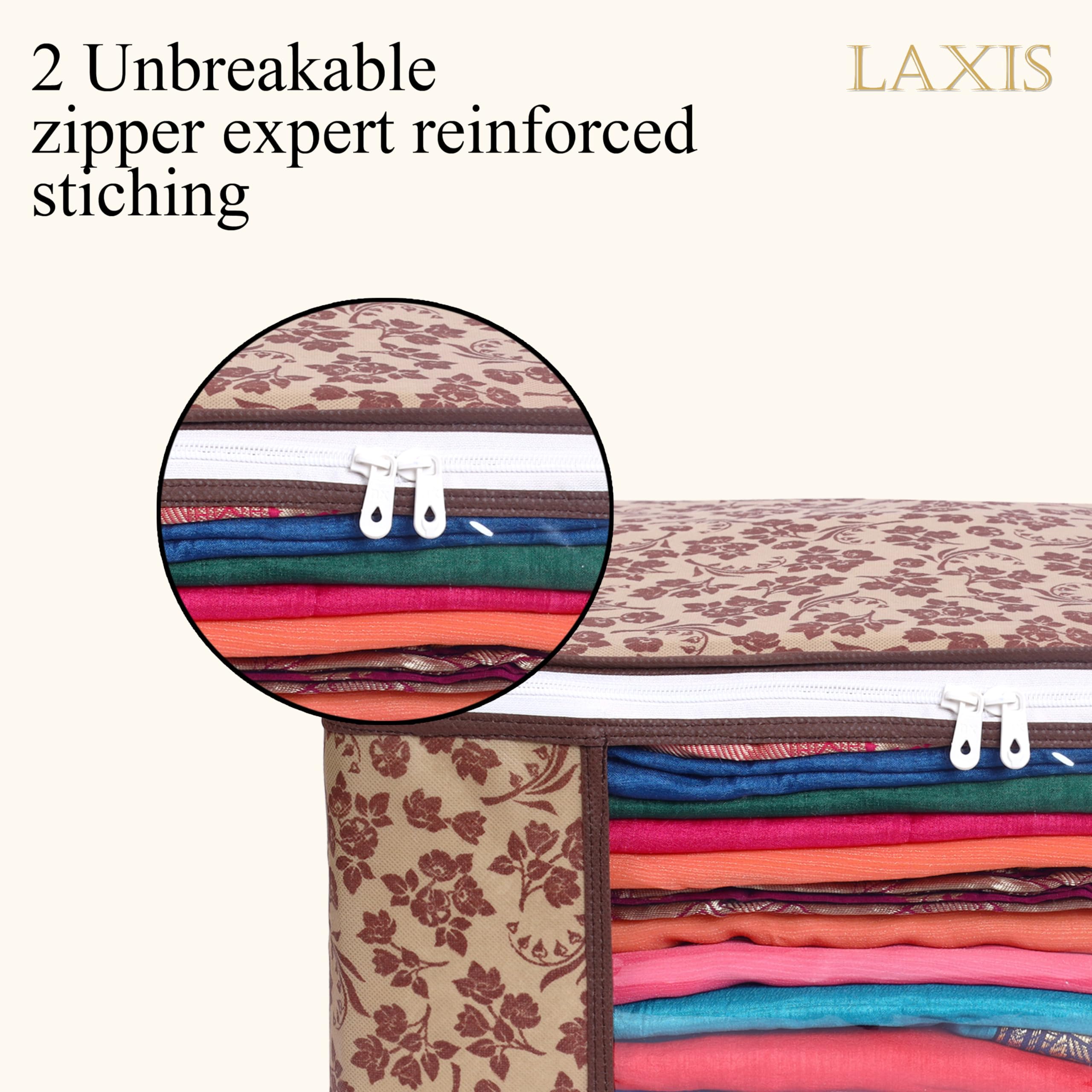 Homfil Brand - Laxis Saree Covers With Zip Non-Woven Printed Saree Cover/Saree Organizer For Wardrobe/Cloth Storage/Organizer Wi