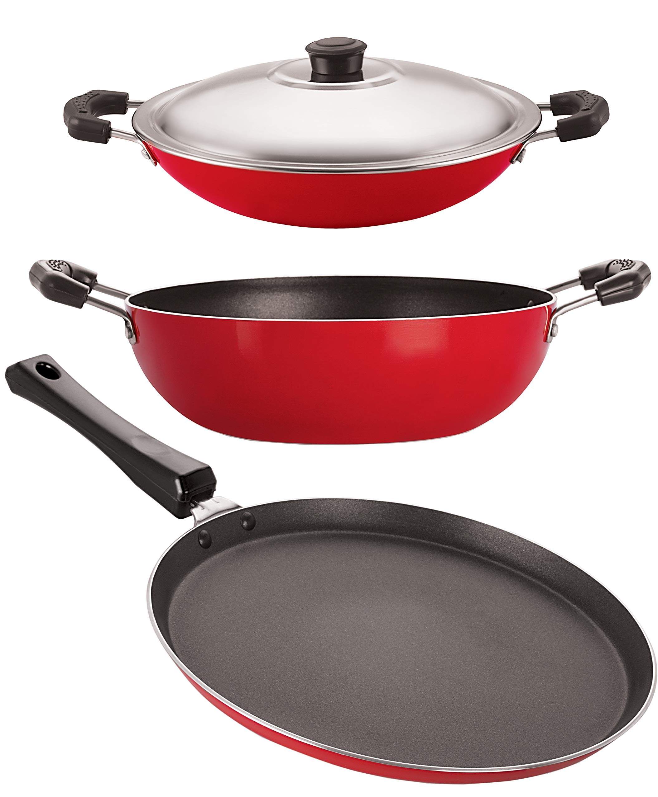 Nirlon NonStick Pfoa Free 3 Piece Gas Compatible Kitchenware Item Set With Supreme Quality